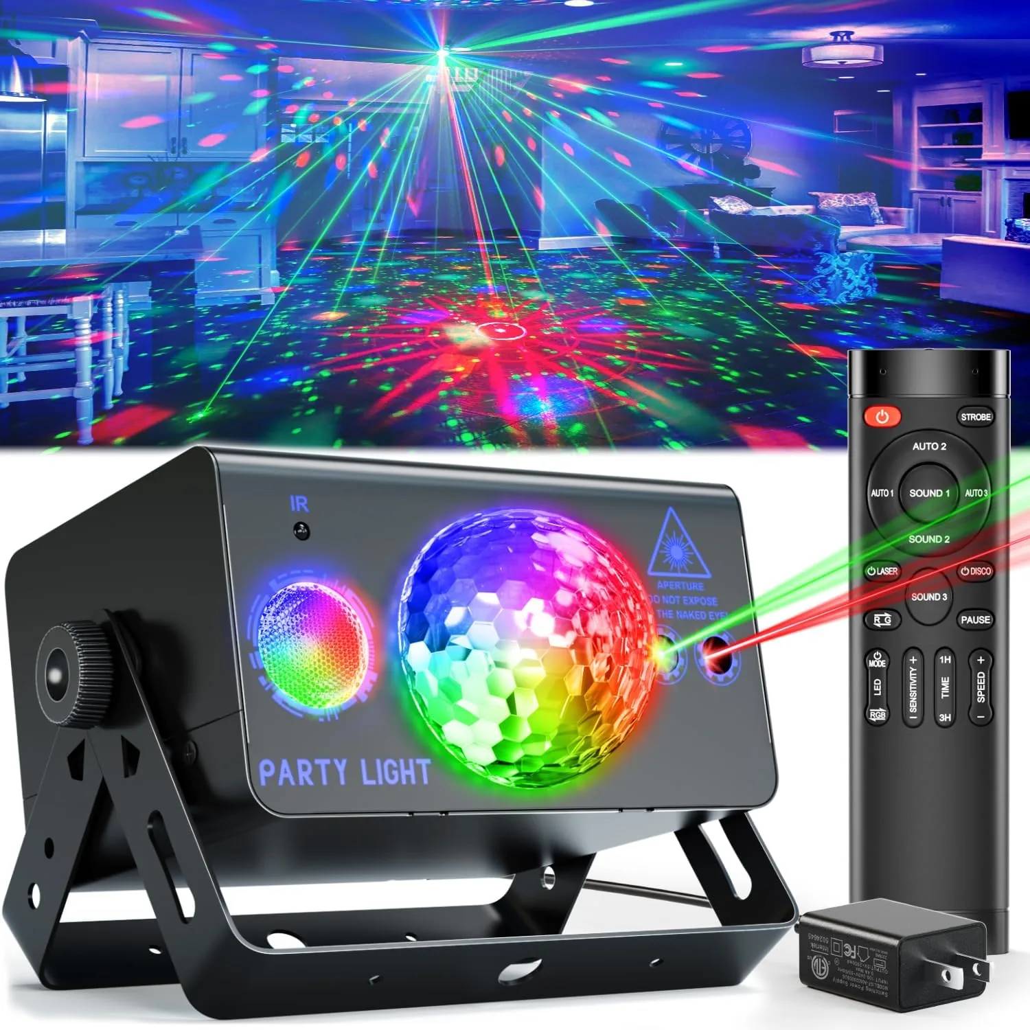 Detailed Party Lights Dj Disco Ball Light LED Stage Strobe Lights Sound Activated with Remote Control for Xmas Club Bar Parties Holiday Christmas Birthday Dependable