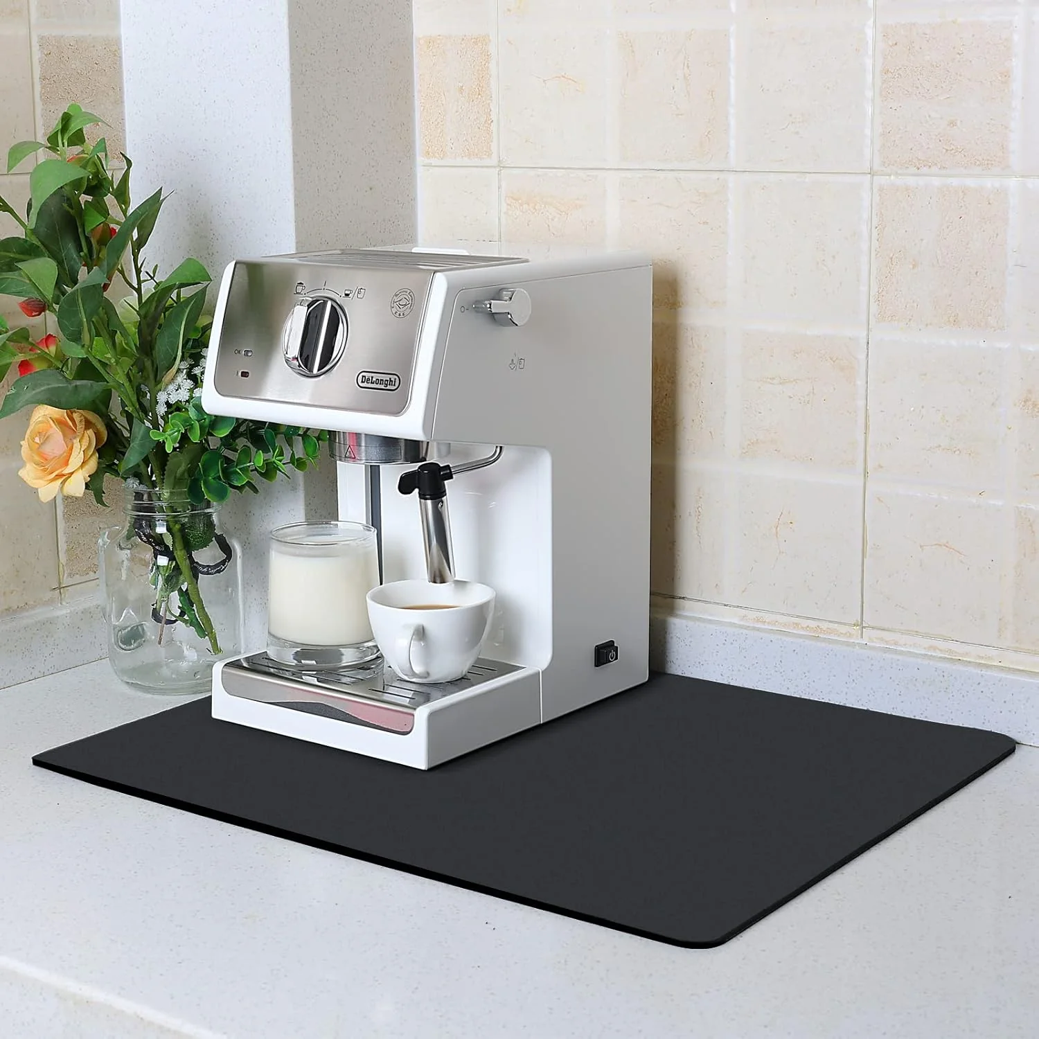 Stylish ZLR Coffee Mat – 12 x 16 Small Kitchen Hide Stain Absorbent Dish Drying Mat for Countertop Superior