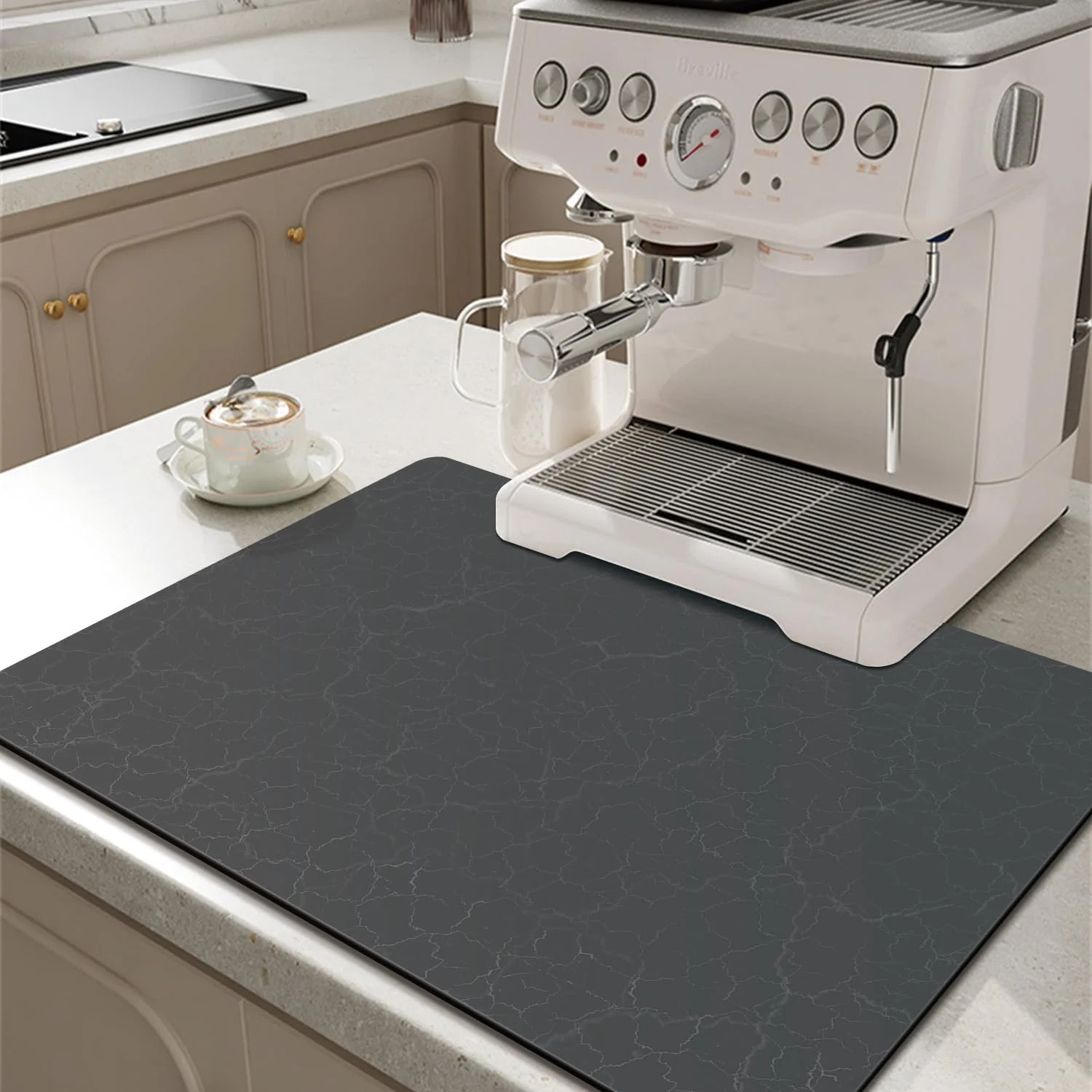 Excellent Golener Coffee Bar Accessories – Under Coffee Maker Mat Cafe Tray Pad Rubber Mats Absorbent Pad Under Appliance Mats Specialty