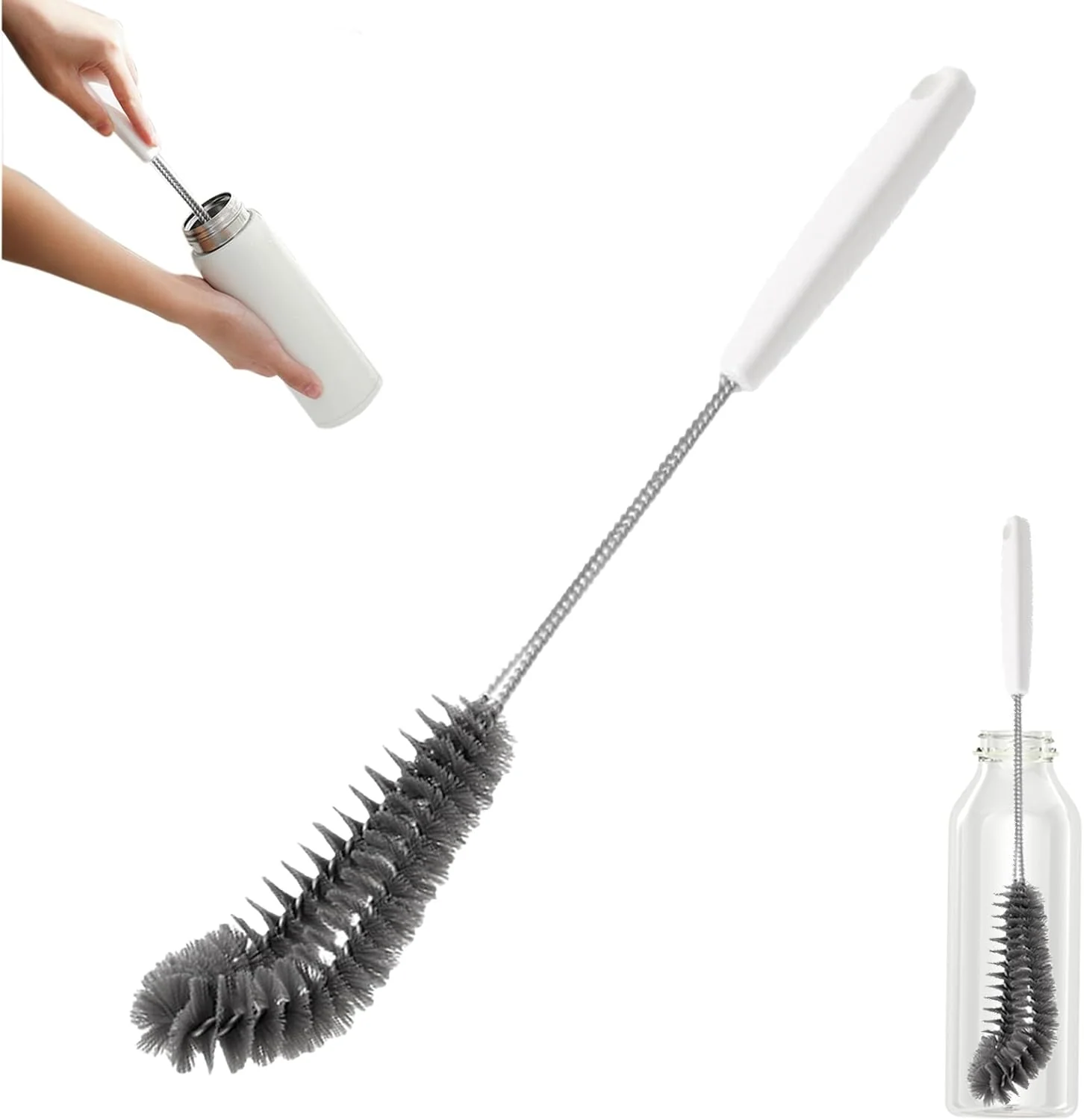 Fine 16 inches Long Handle Black Bottle Cleaning Brushes – for Baby Bottles Sports Bottles Glassware Mugs Jars and Stemware 1-pc Stylish