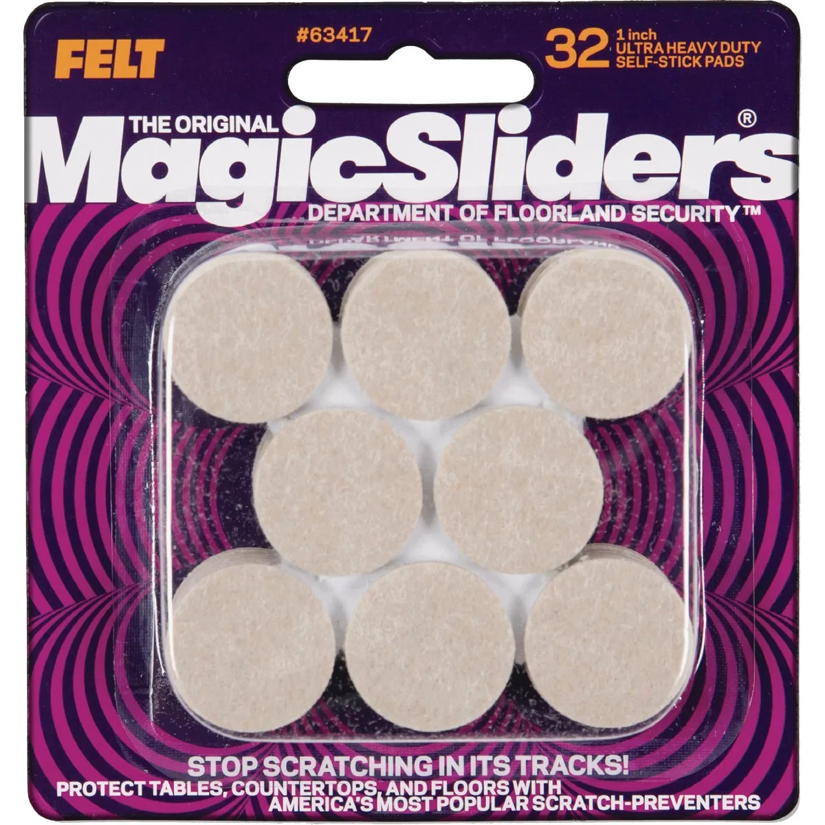 Minimalist Sliders 1 In. Round Oatmeal Self-Adhesive Heavy-Duty Furniture Pad 32-Pack Secure
