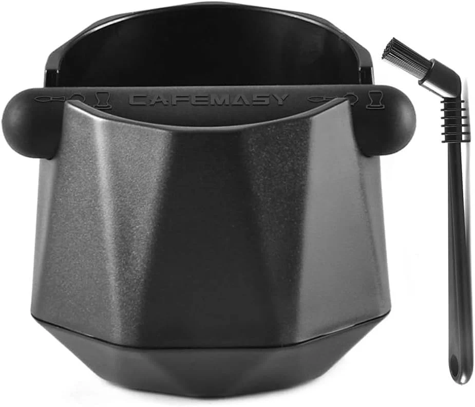 Elegant Coffee Knock Box Espresso Grounds – Cafemasy Home Use Epsresso Accessories Unique Design Diamond Shape Mini Knock Box with Espresso Cleaning Brush Reusable