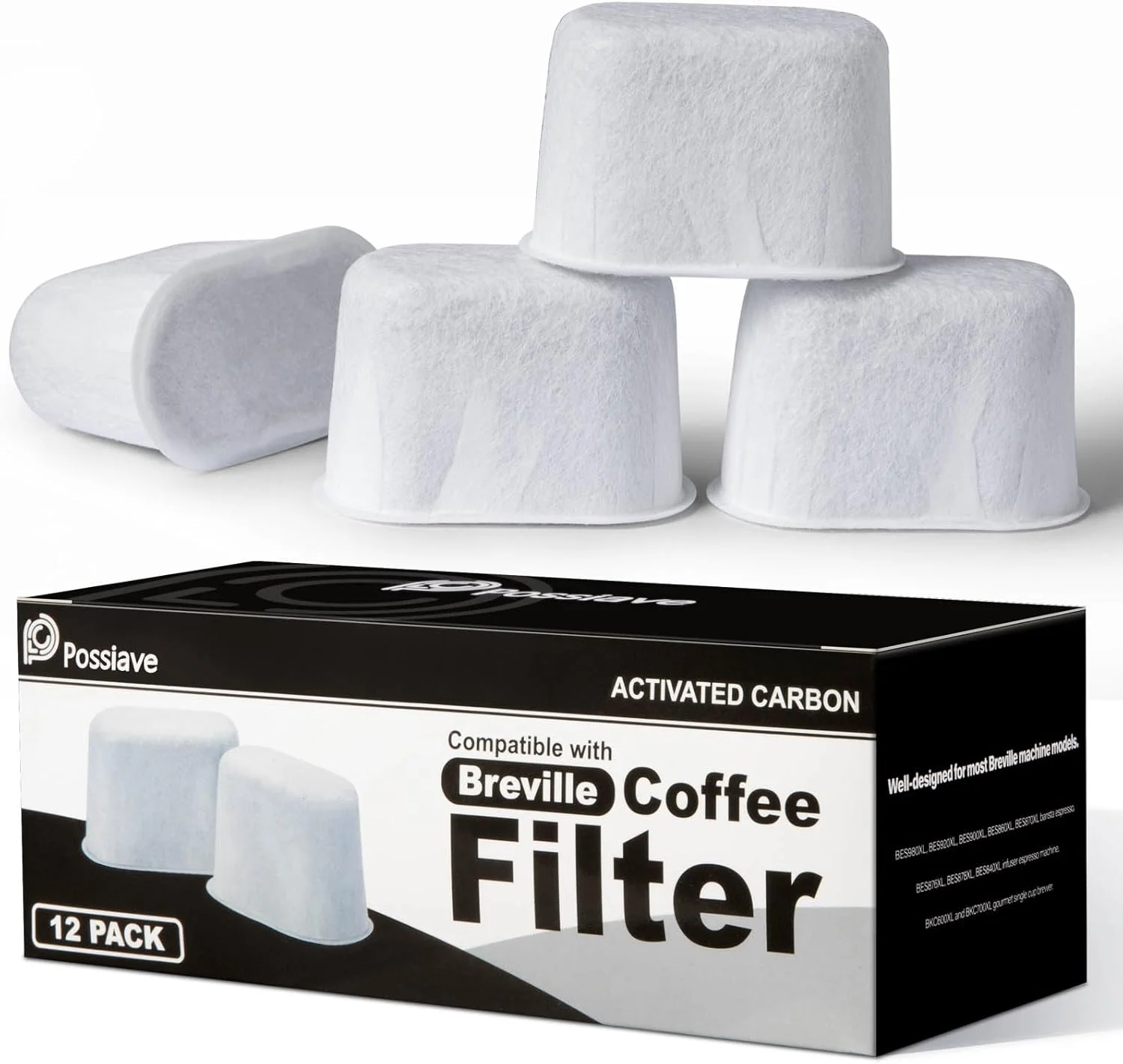 Elegant 12-Pack Charcoal Water Filters Compatible with Breville BWF100 Machines Breville Espresso Machine Water Filter Official