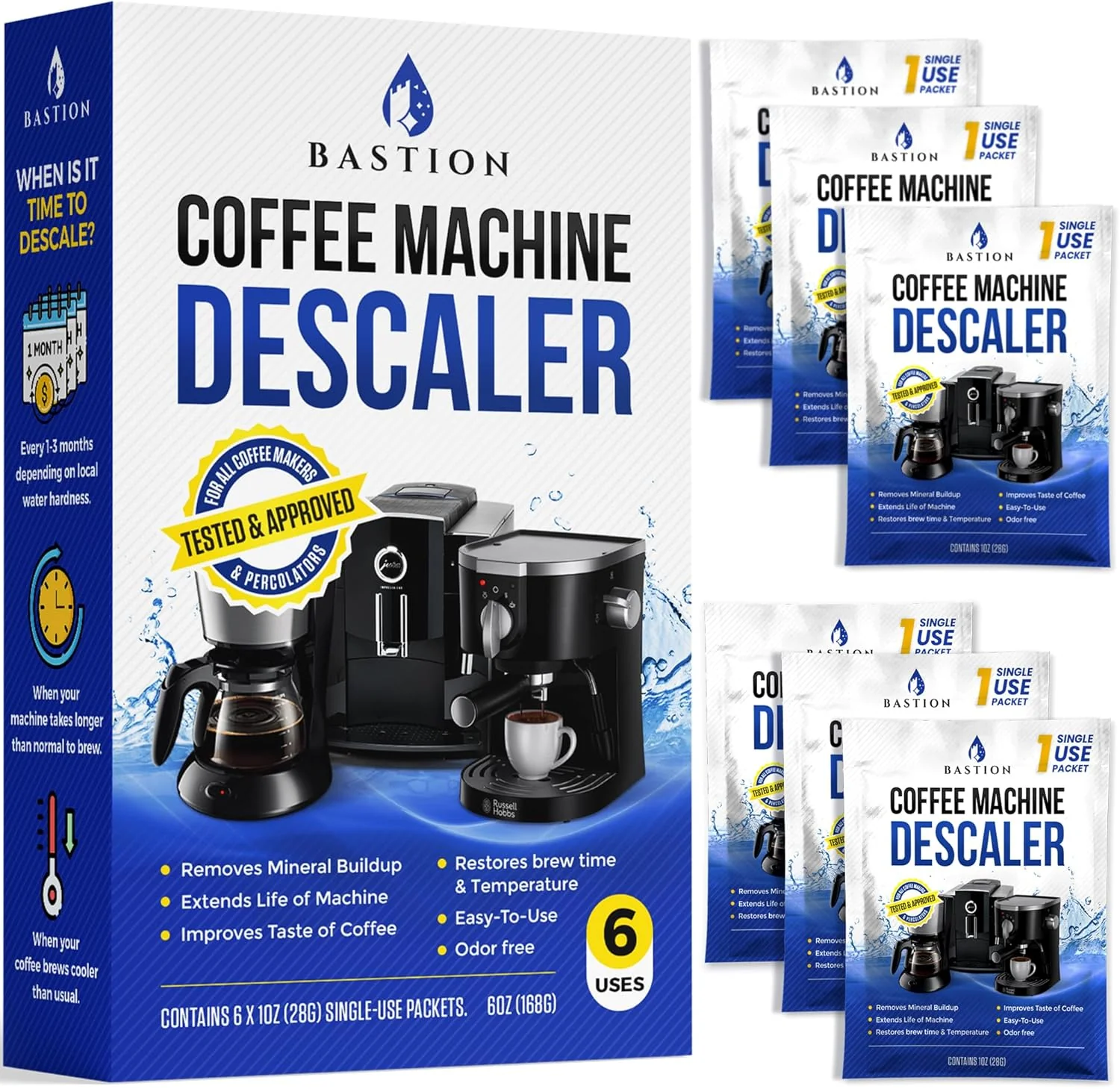 Contemporary Descaling Powder Solution 6-Uses Coffee Machine Descaler Cleaner Compatible with Breville Keurig Nespresso Delonghi Ninja Premium