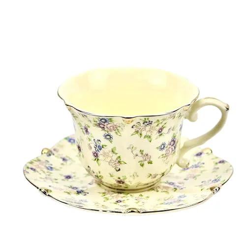 Trendy Country Roses Bone China Tea Cup and Saucer Set 3 Count Expertly Made