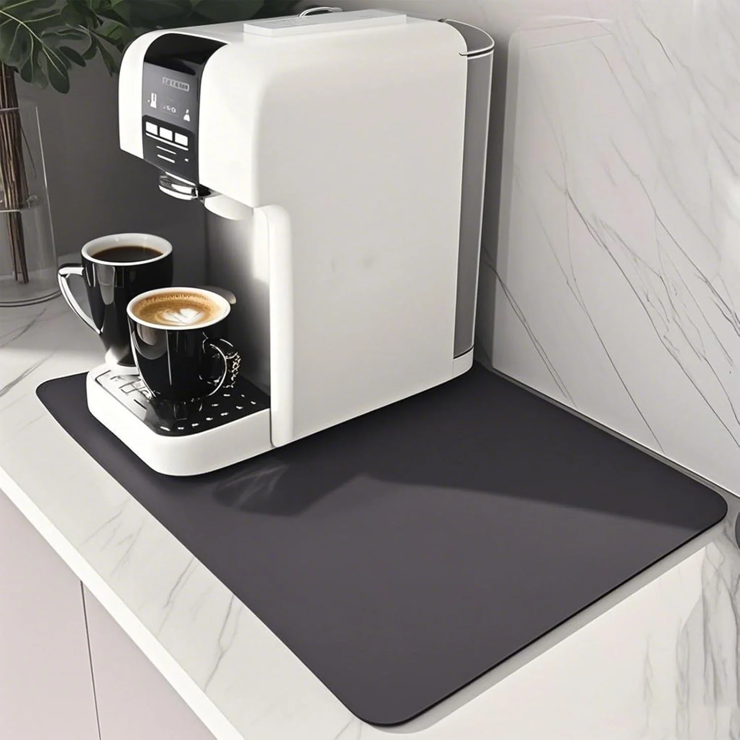 World-Class Coffee Bar Mat for Countertop Super Absorbent Non-Slip Insulated Cuttable Mat Washable – 12 x19 Small Dark Grey Premium