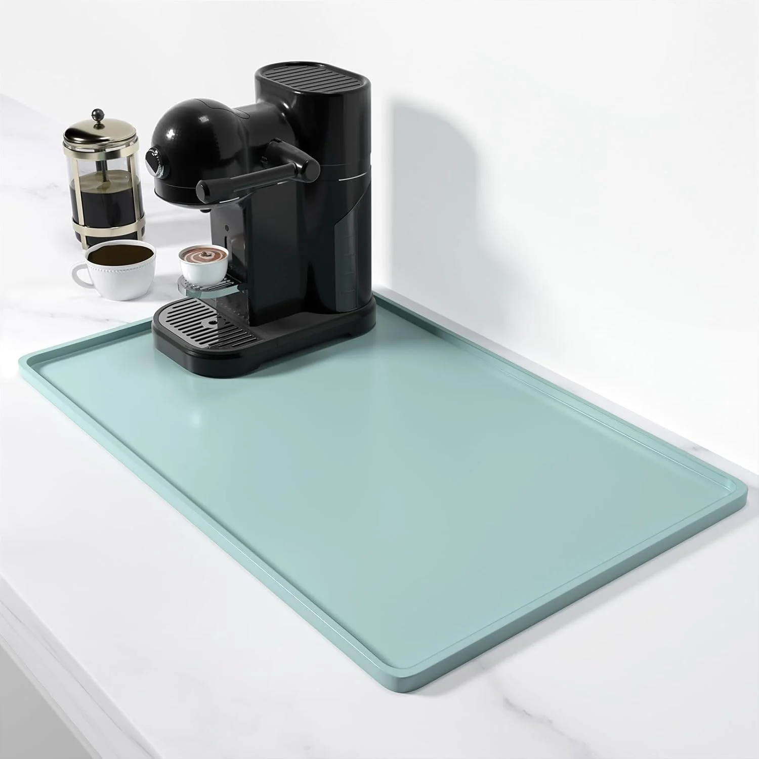 Stylish Rnivvi Silicone Coffee Mat 12 x 19 Waterproof Raised Edge Coffee Bar Mats for Espresso Machine Station Accessories High-End