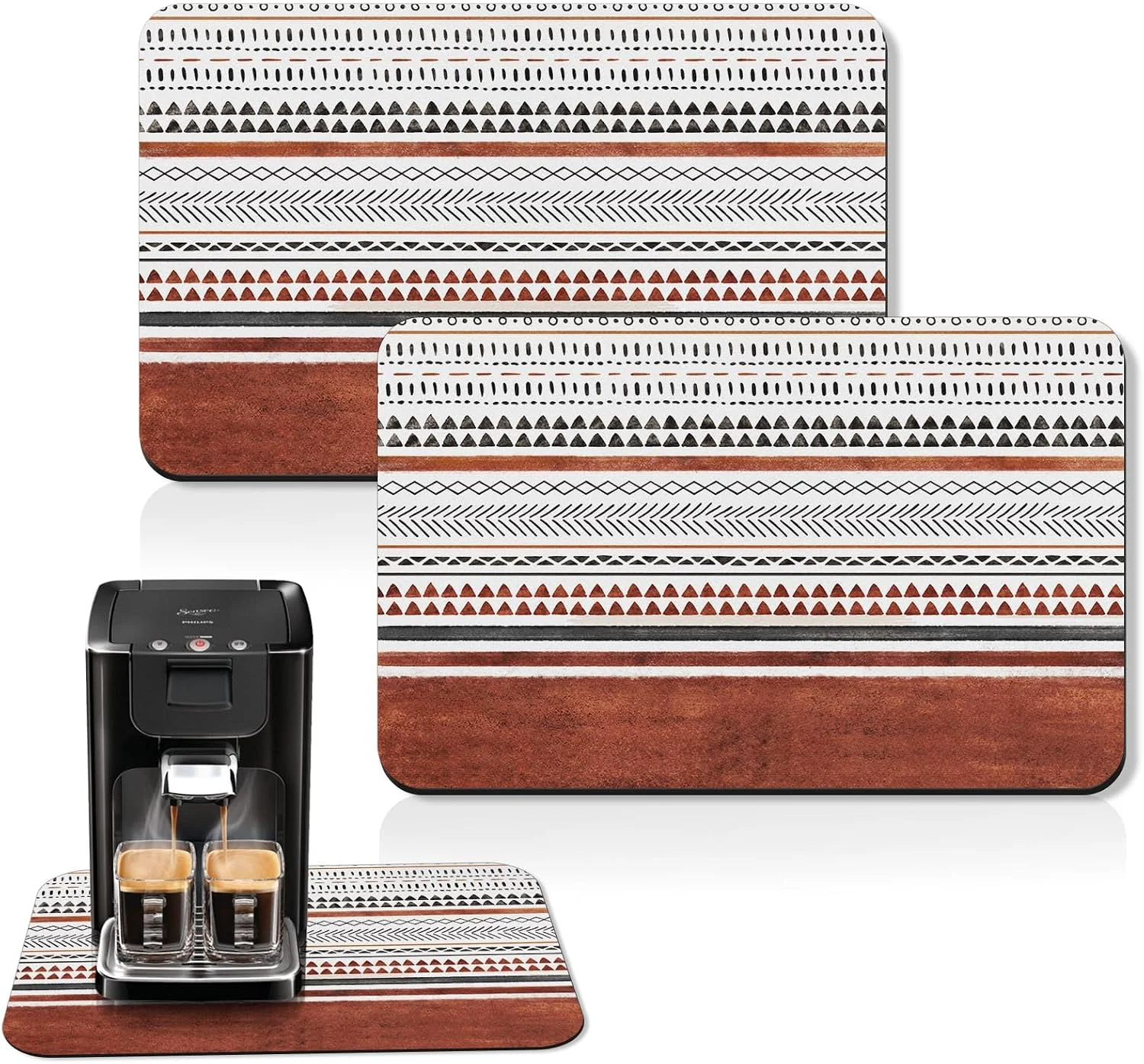 Crafted Arttown Coffee Mat for Countertops 2 Pcs 12 x 19 Boho Stripes Rust Industrial Art Dish Drying Mats Rubber Backed Kitchen Bar Accessories for Espresso Machine Rack Hide Stain Innovative