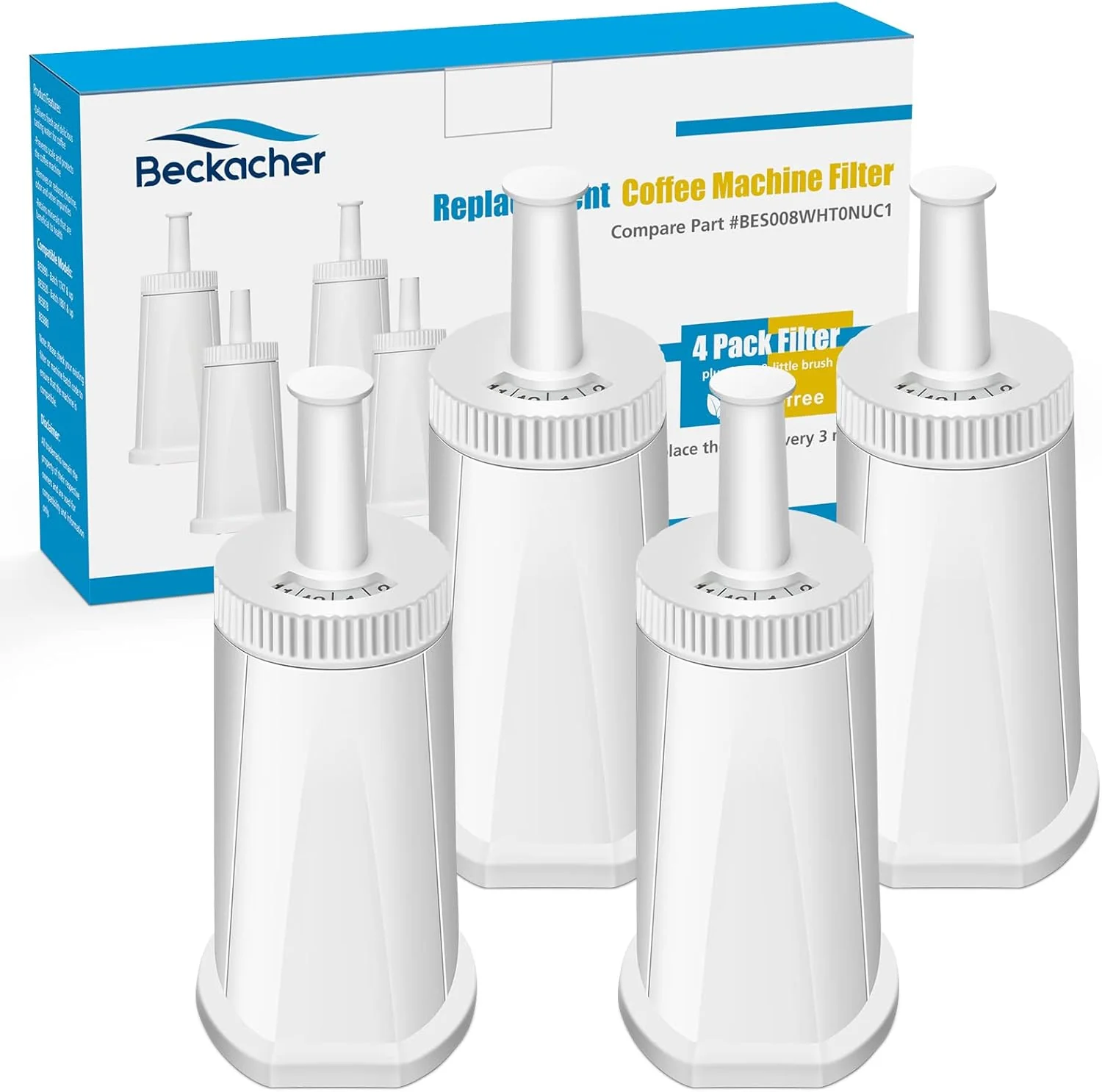 High-End 4 Pack Breville Water Filters Compatible with Breville BES880 Barista Touch BES990 BES980 Oracle Touch and BES878 BES920 Bambino ClaroSwiss Sage Next-Generation
