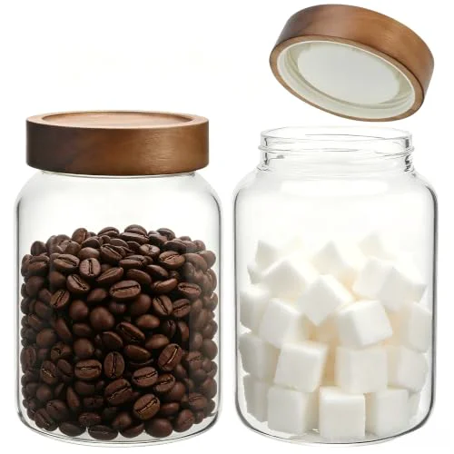 Green 40 oz Glass Jars with Airtight Lid Spice Herb Jar Glass Coffee Ground Canister Clear Food Storage Jar for Sugar Cookies Tea Bean Spice Bath Salts Fast