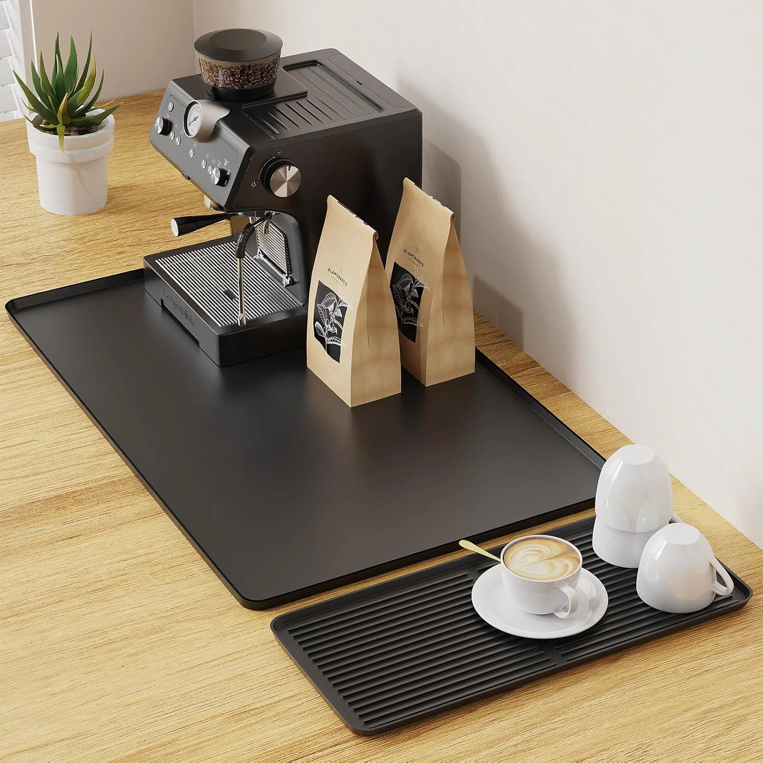World-Class 2-in-1 Coffee Mat Dish Drying Mat Coffee Bar Mats for Countertop Coffees Matt for Counter Silicone Coffees Espresso Machine Station Mats Under Lightweight