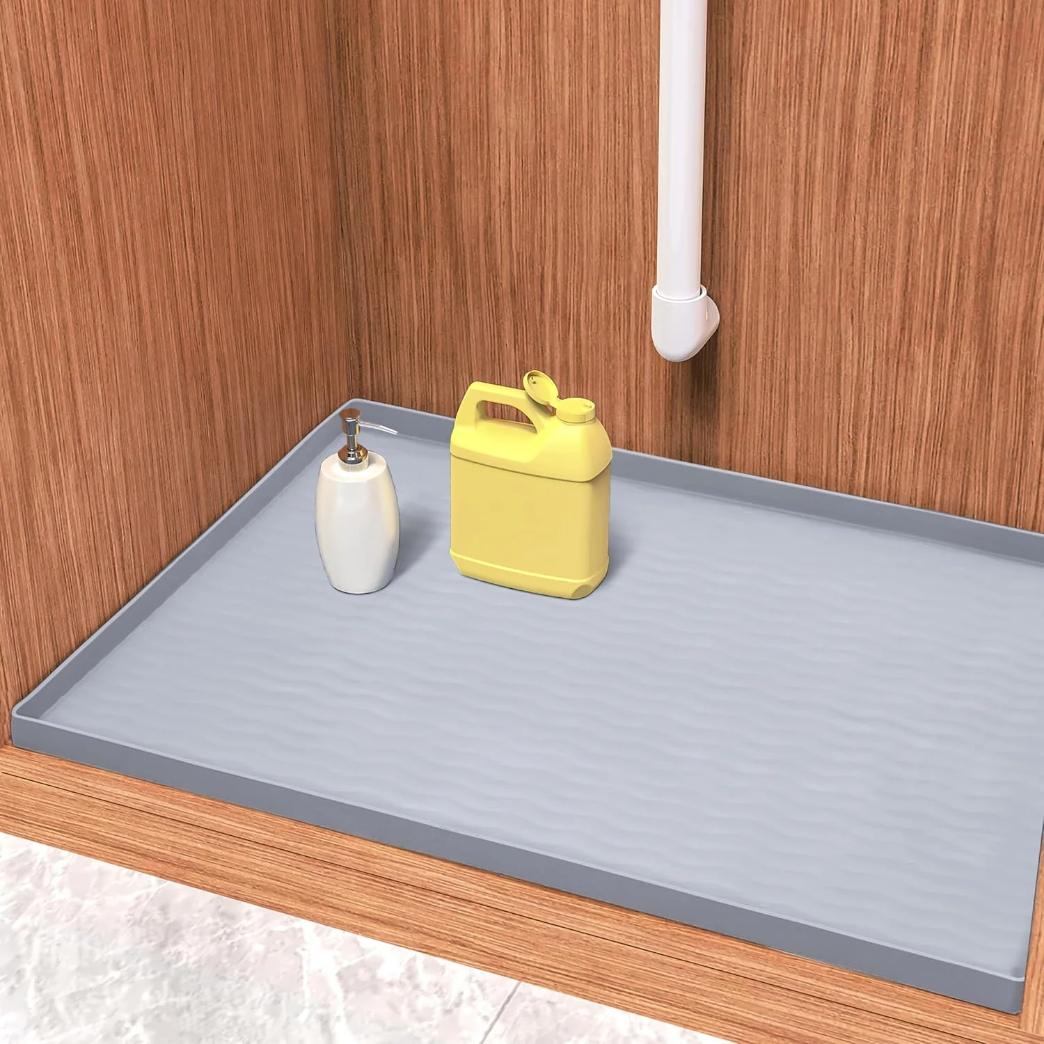 Consistent Urmona Waterproof Silicone Under Sink Mat 22” x 19” Shelf Liner for Kitchen and Bathroom Cabinet and Counter Protector Storage and Organizers Carefully Designed