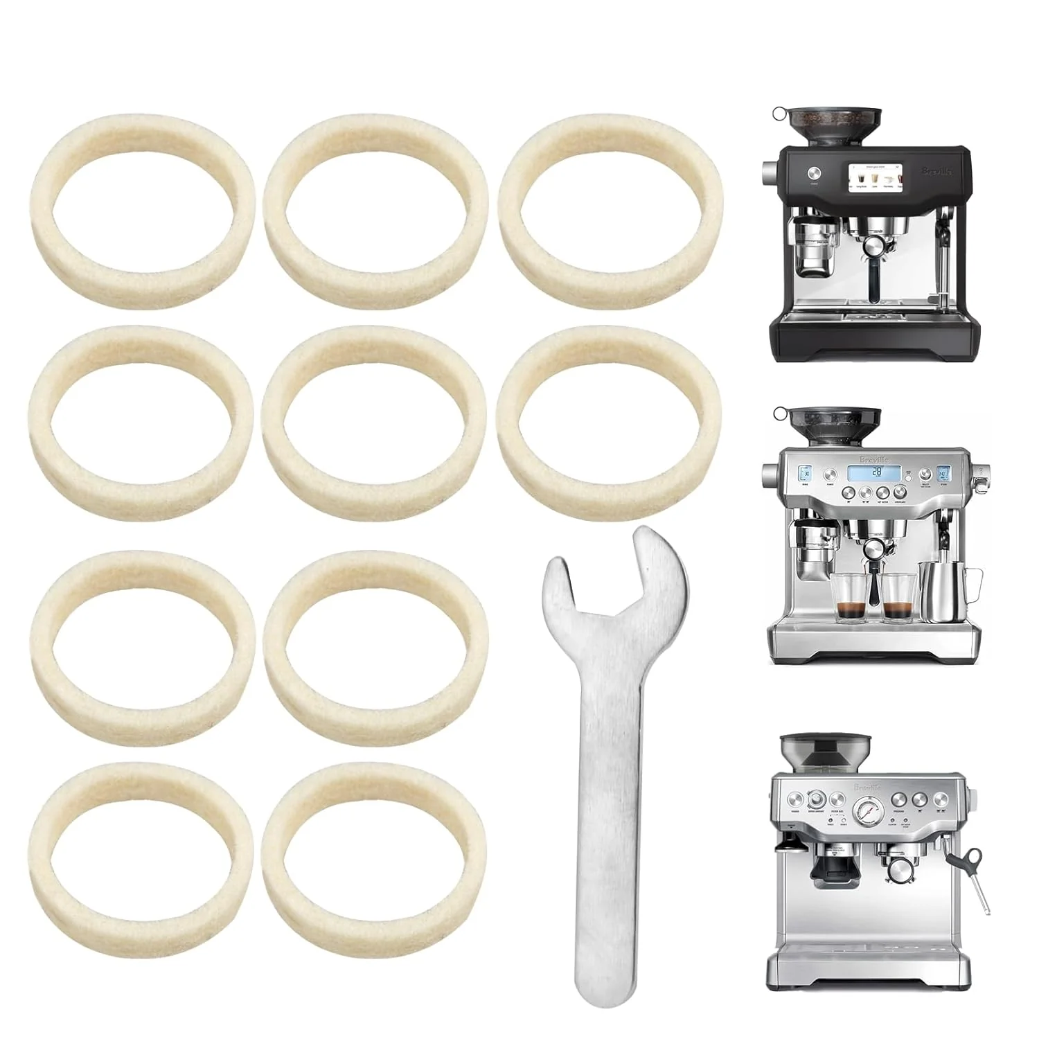 Top-Quality Felt Washer Compatible with Breville Espresso Machine Grinders 10 Pcs in a Pack Burr Coffee Grinder Made of Wool Optimized