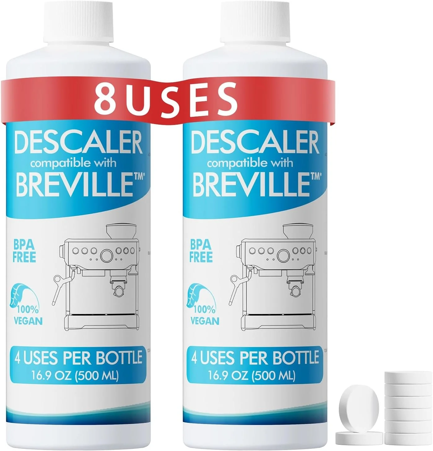Advanced 8 Uses Breville Compatible Descaling Solution 2 Years Descaler Kit Come with 8 Cleaning Tablets Modern