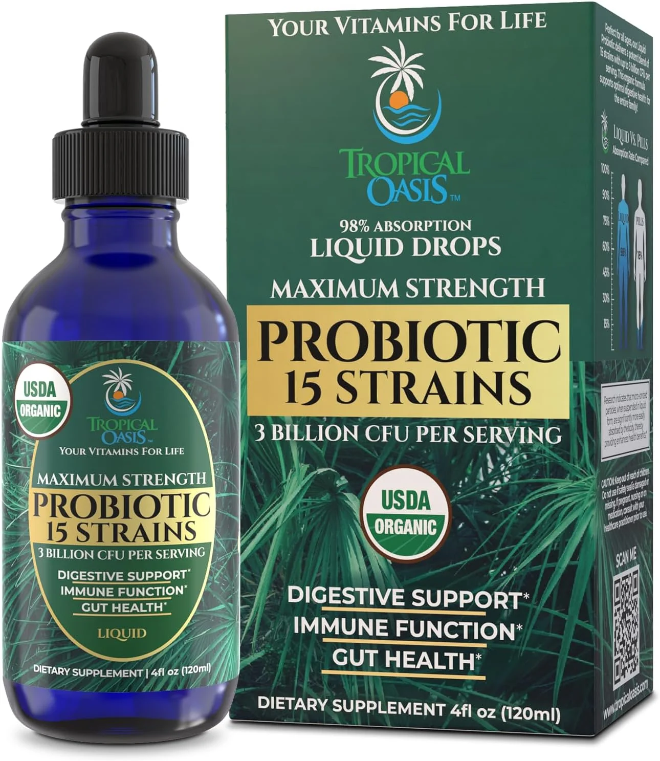 Selected USDA Organic Liquid Probiotics for Men Women Kids 15 Clinically Studied Strains Digestive Support Immune Gut Health Maximum Strength Fashionable