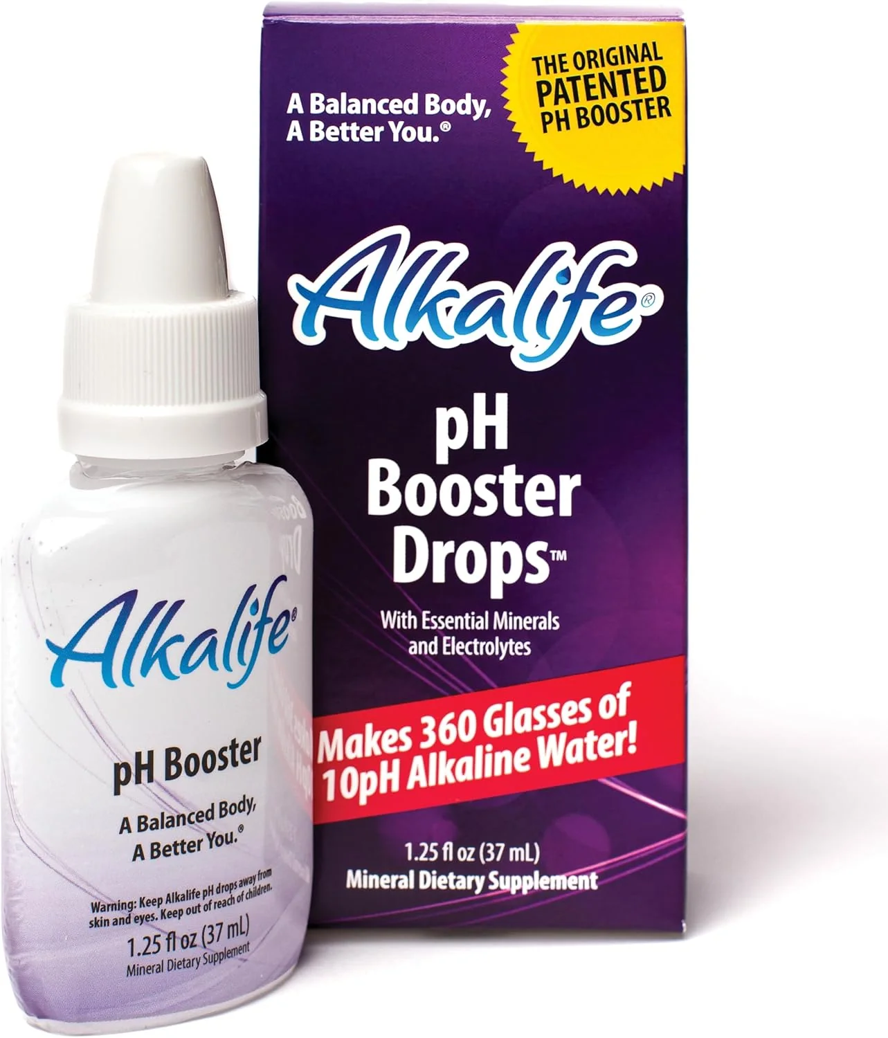Practical Alkalife pH Booster Drops 1-Pack pH 10 Alkaline Water 360 Servings 1.25 oz Electrolytes Minerals Patented Formula Neutralize Acid Immune Support Detox Peak Performance Great Value Eco-Friendly