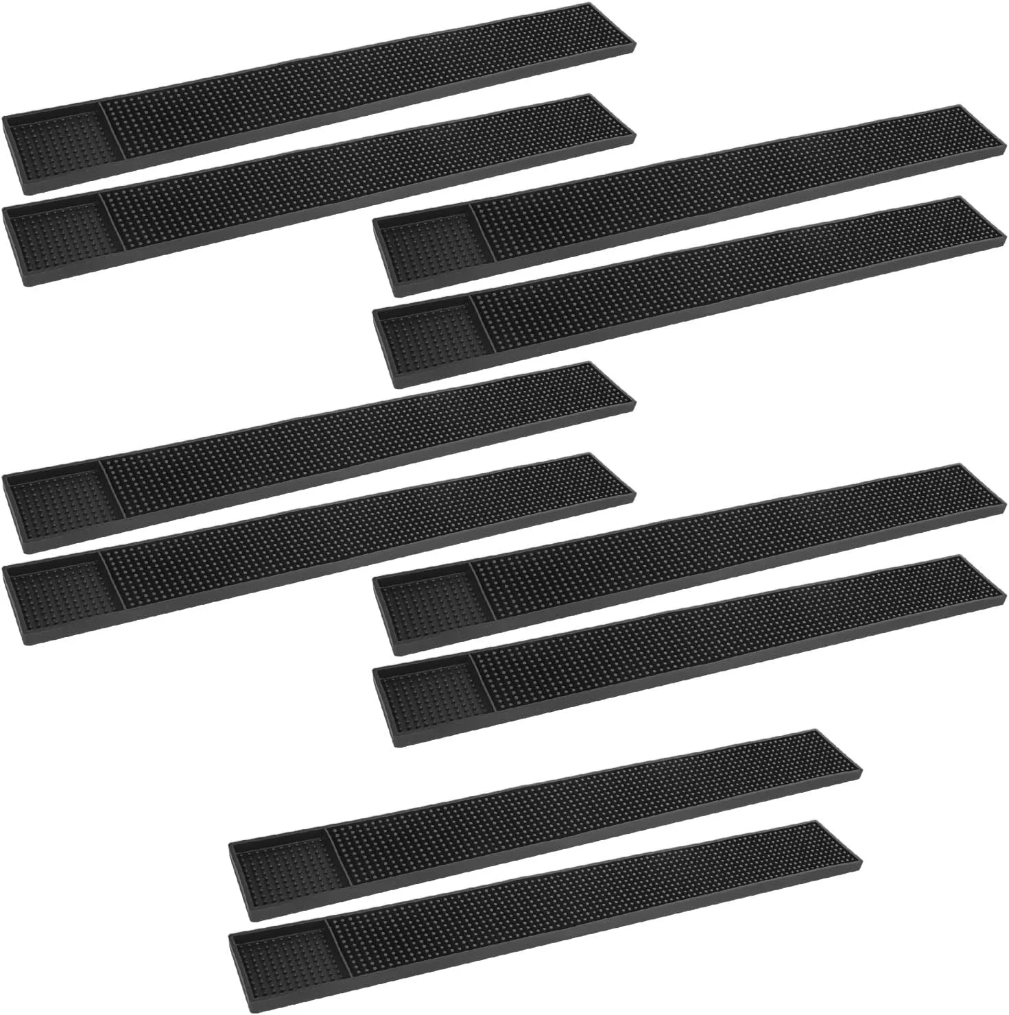 Classic 10 Pack Rubber Bar Mats 24 x 3.15 Black Bar Service Mat Spill Mat for Countertop Bartending Rubber Bar Mats High-Performance