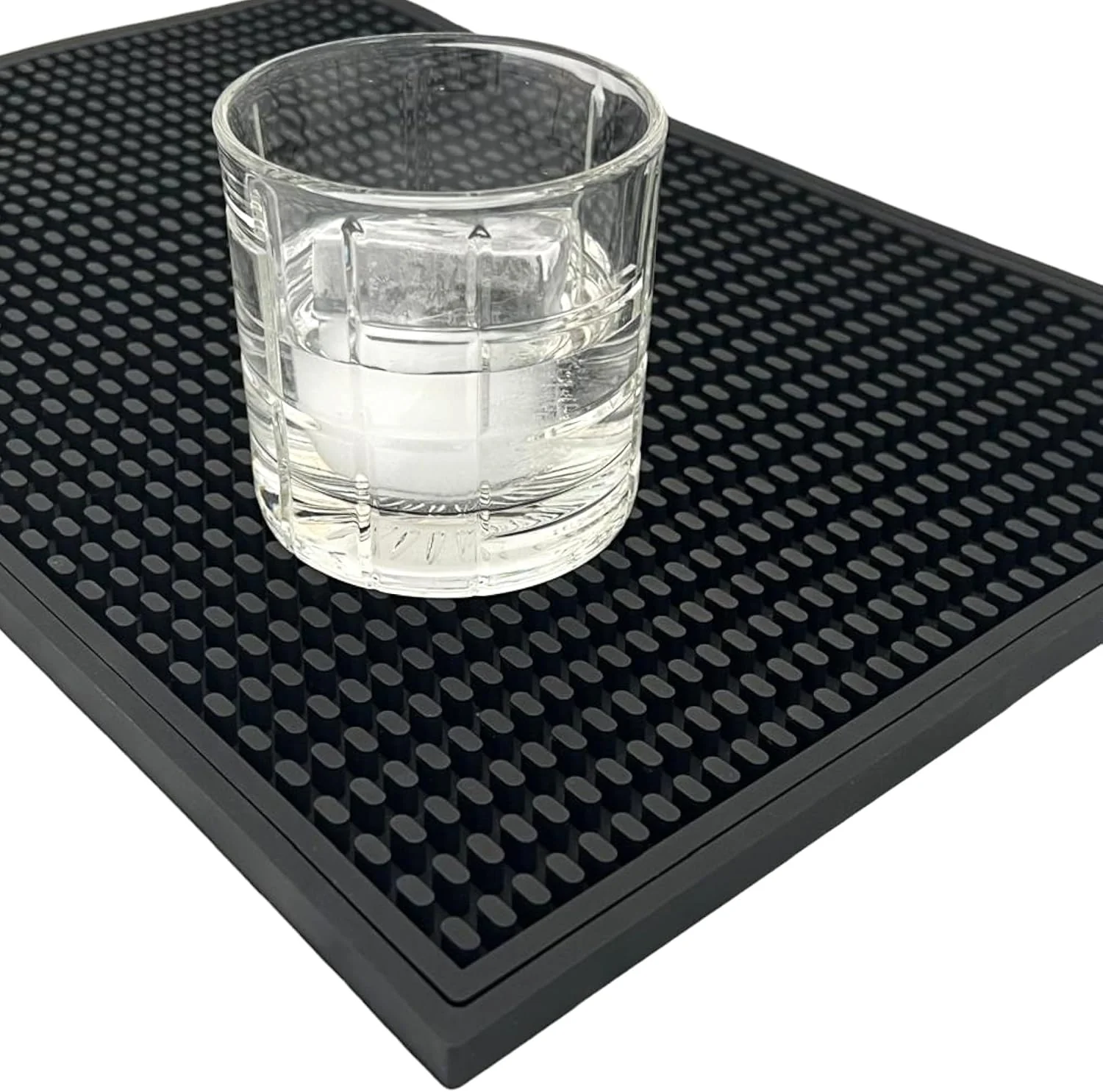 Crafted Rubber Bar Mat – Non-Slip Spill amp Drip Mat for Bartending Coffee Bar amp Kitchen Countertop Thick Durable Counter Protector amp Stylish Drying Mat Total Black 18 x12 Safe