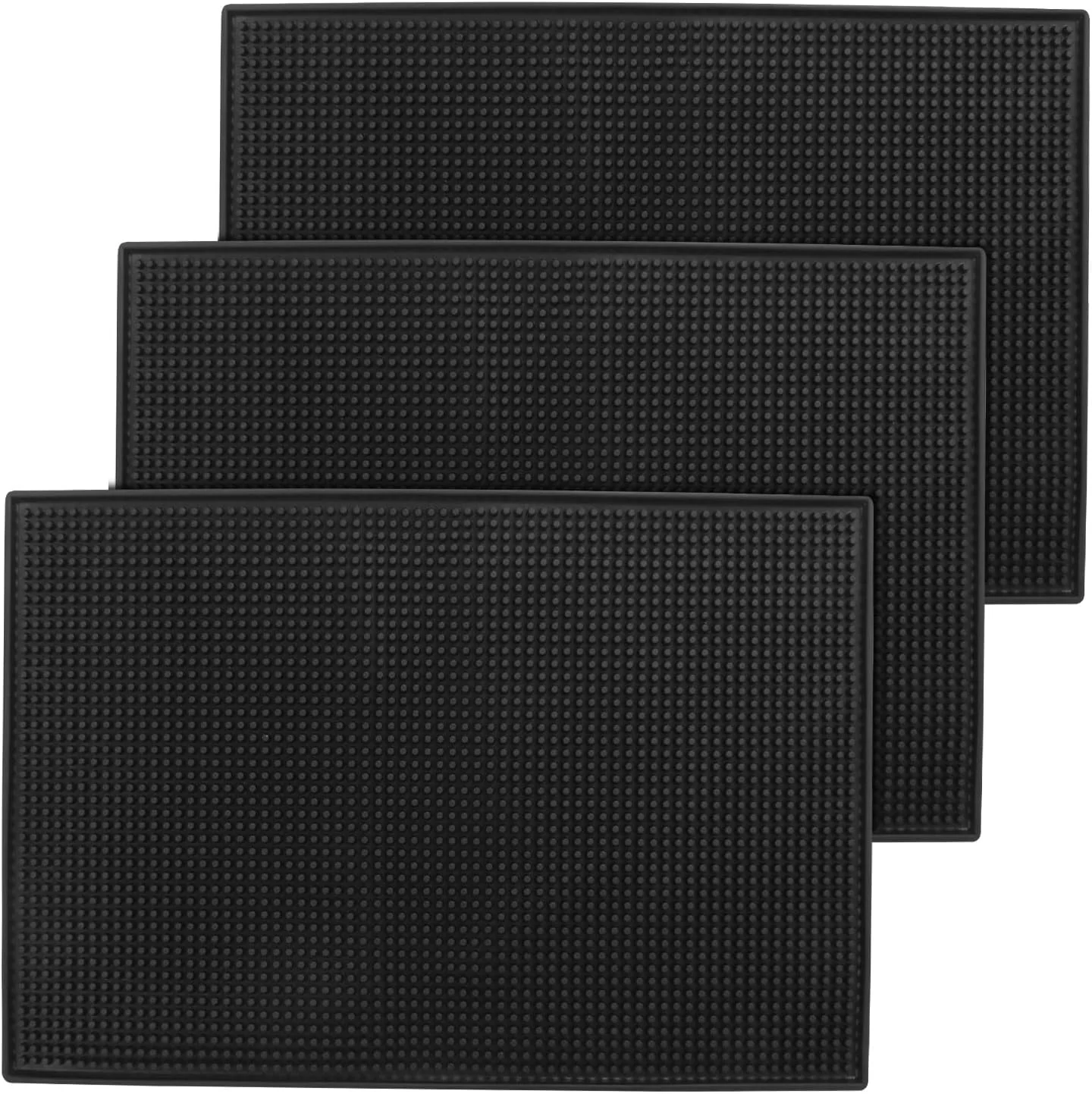 Eco-Friendly 3 Pack Rubber Mats 18 x 12 Black Bar Service Spill Mat for Countertop Efficient and Stylish Solution for Every Bartending Need Prestigious