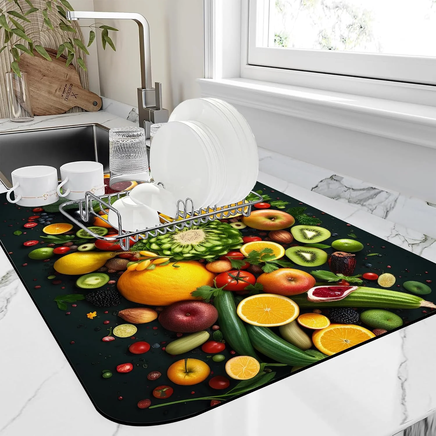 Optimized Dish Drying Mat for Kitchen Counter Absorbent Dish Coffee Mat 16 X24 Long-Lasting
