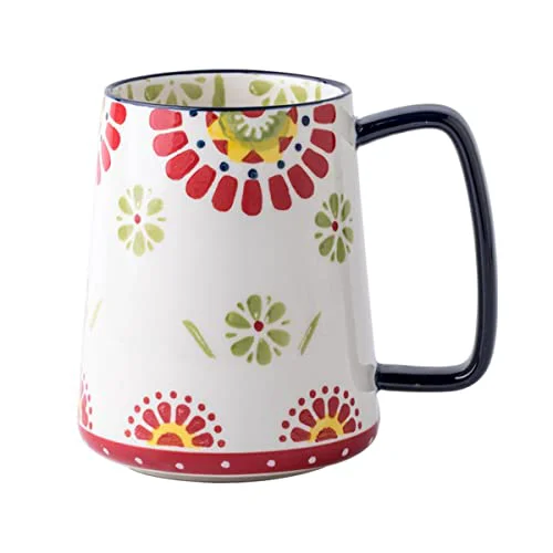 High-Grade 24 oz Extra Large Ceramic Coffee Mug Vintage Floral Cup with Handle Official