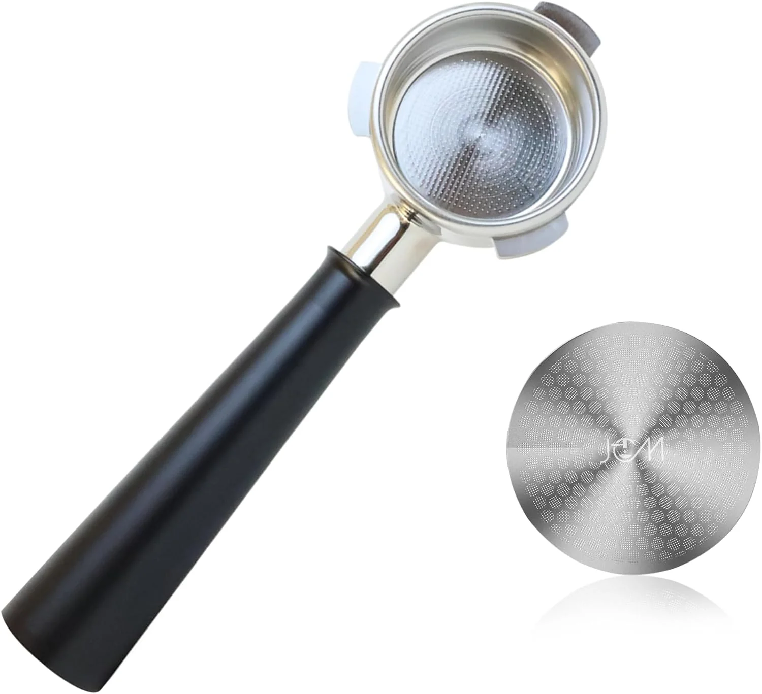 Superior 54mm Bottomless Portafilter for Breville Espresso Machines with 18g Filter Basket amp 53.35mm Espresso Puck Screen – Bright Black World-Class