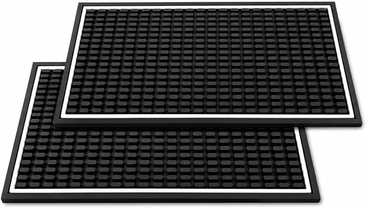 Unique Highball amp Chaser Bar Mat 12in x 6in. 1cm Thick Durable and Stylish Bar Mat for Spills Service Mat for Coffee Bars Restaurants CounterTop Dish Drying Mat Glass Drying Mat 2 pack Original