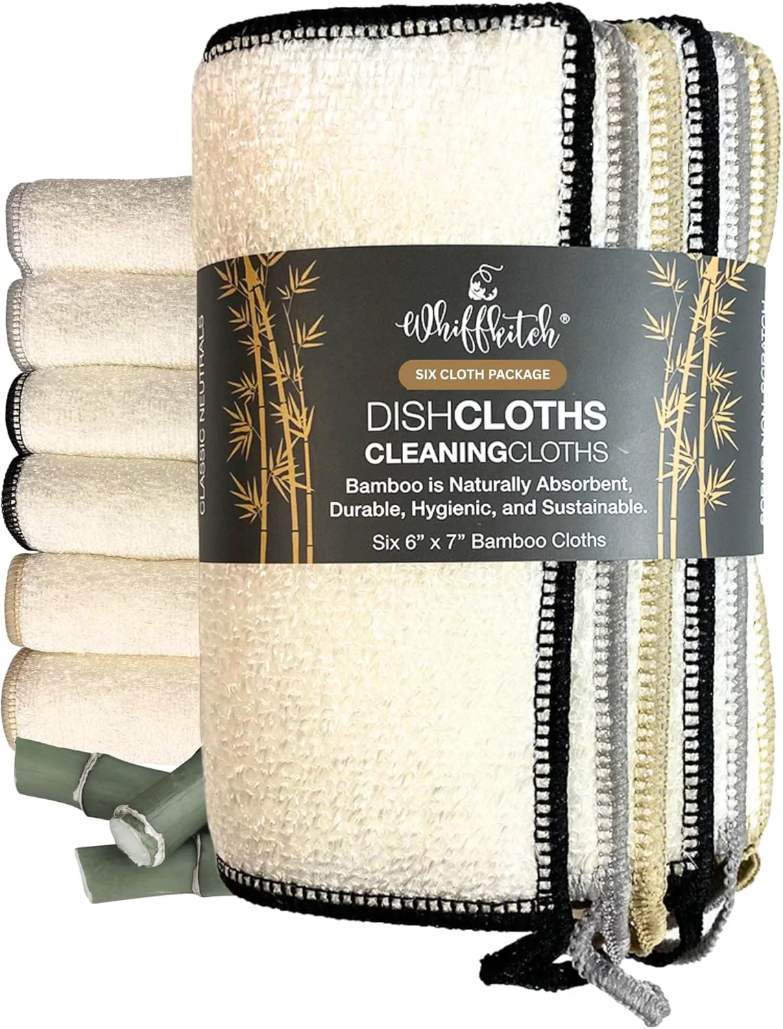 Proven Dishcloths Kitchen Dishrag Cleaning Scrub Reusable 6pk 6x7in Bamboo-Rayon Absorbent Scrub-Non-Scratch Washable Durable Fast-Drying Multi-Surface Hand-Sized Household Cleaning Specialty