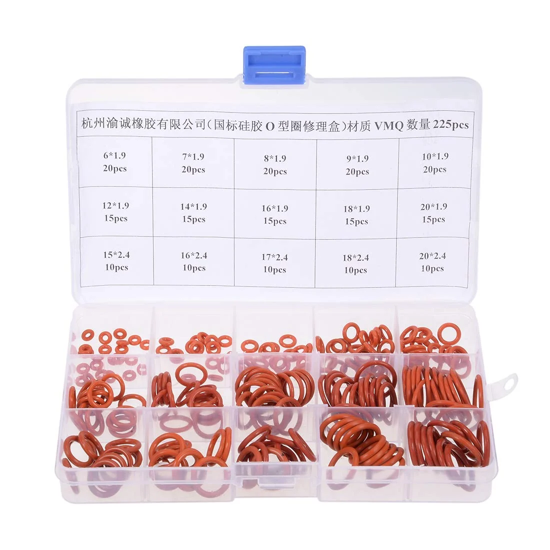 Expertly Made uxcell Silicone Rubber O-Ring Assortment Kit 225 Pieces 15 Sizes Metric VMQ Sealing Gasket Set Red Quality