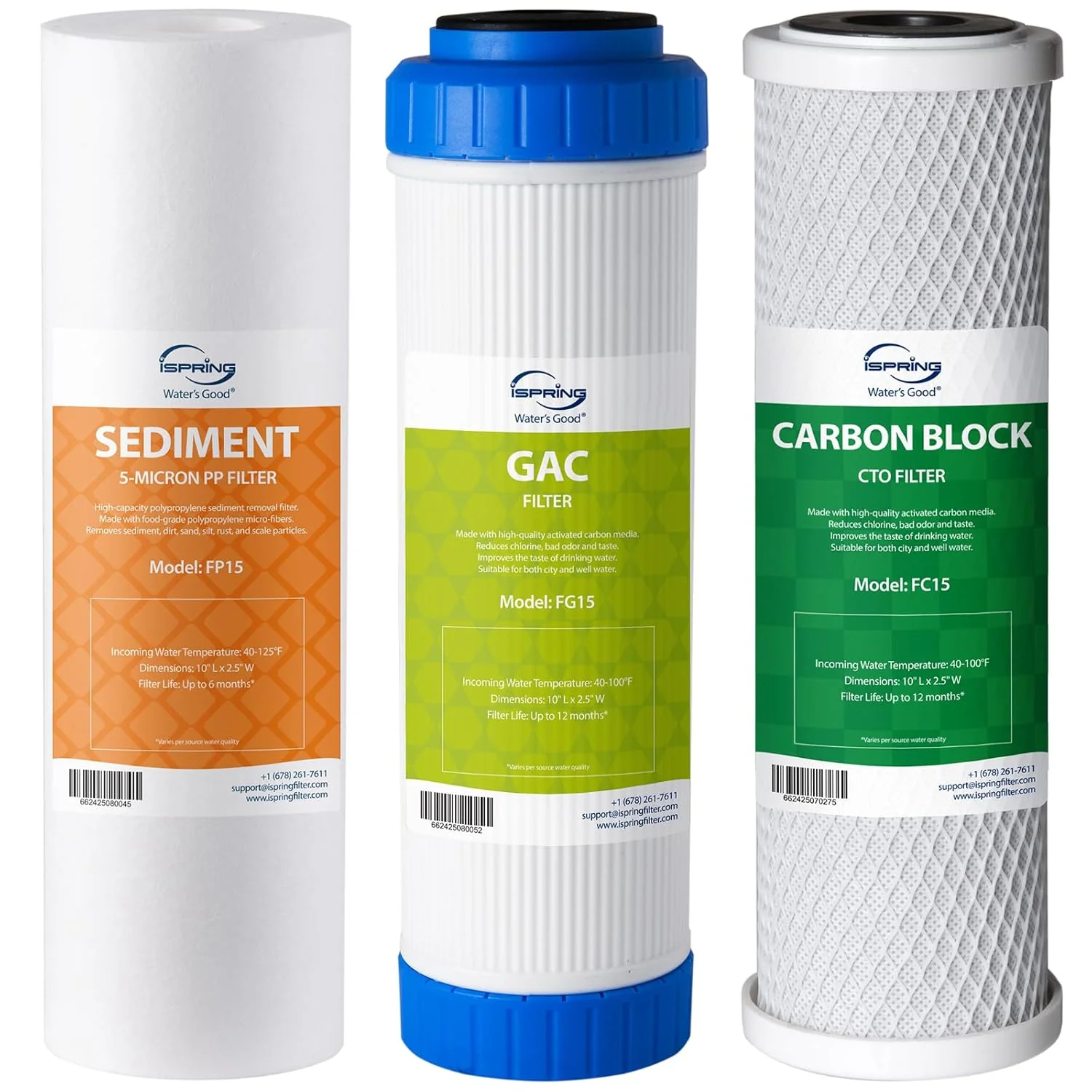 Natural iSpring F3 NSF 6-Month Prefilter Water Filter Cartridge Pack Set for Standard Reverse Osmosis RO Systems Exceptional