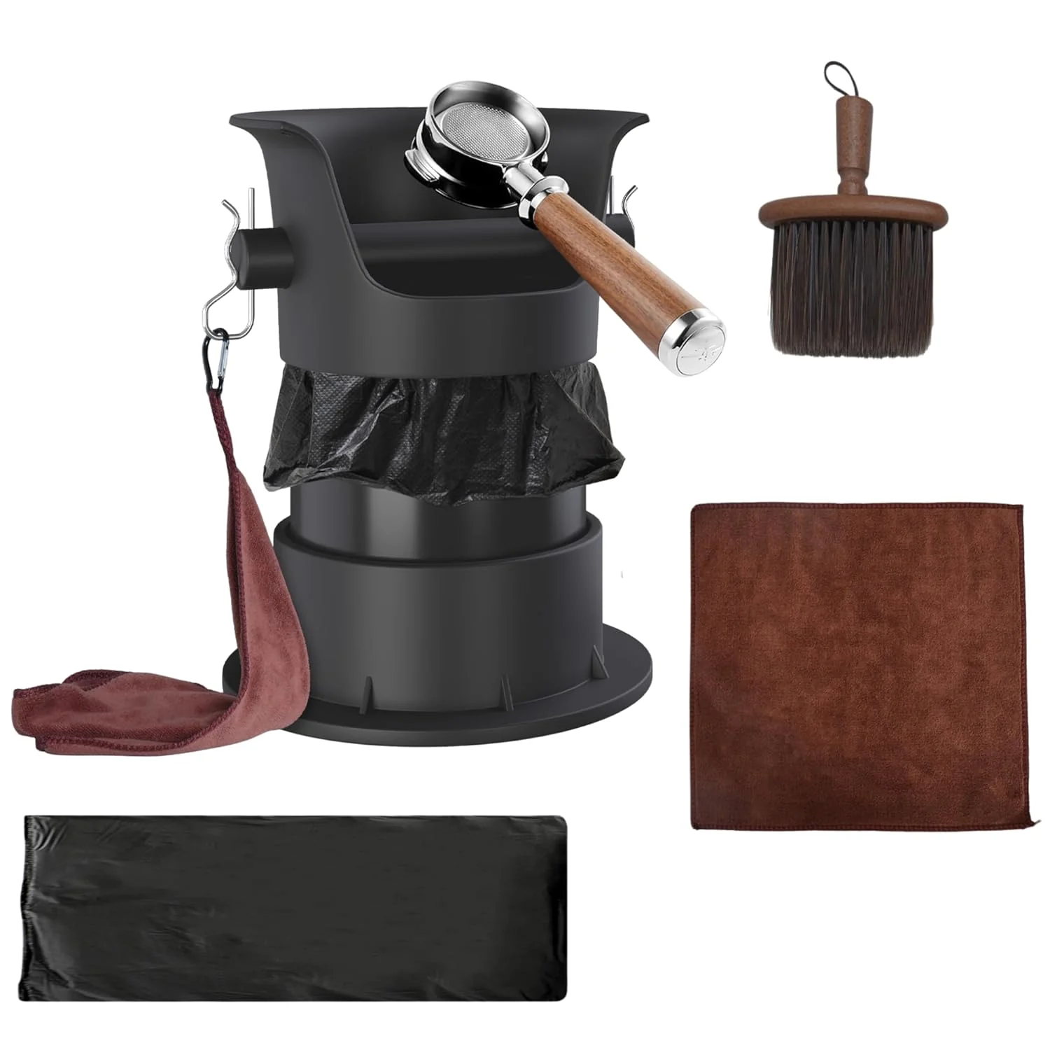 Proven 4L Espresso Knock Box Coffee Grounds Disposal and Recycle Trash Can with Brush Towel and 100 pcs Collecting Bags Original