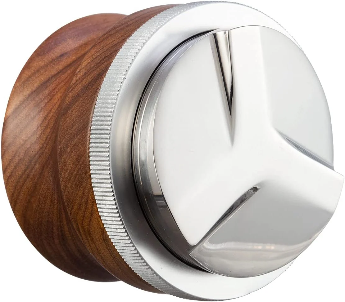 Traditional 53mm Coffee Distributor Espresso Distribution Tool Adjustable Depth Espresso Tamper Leveler with Walnut Wood Handle Fits for 54mm Breville Barista Powerful