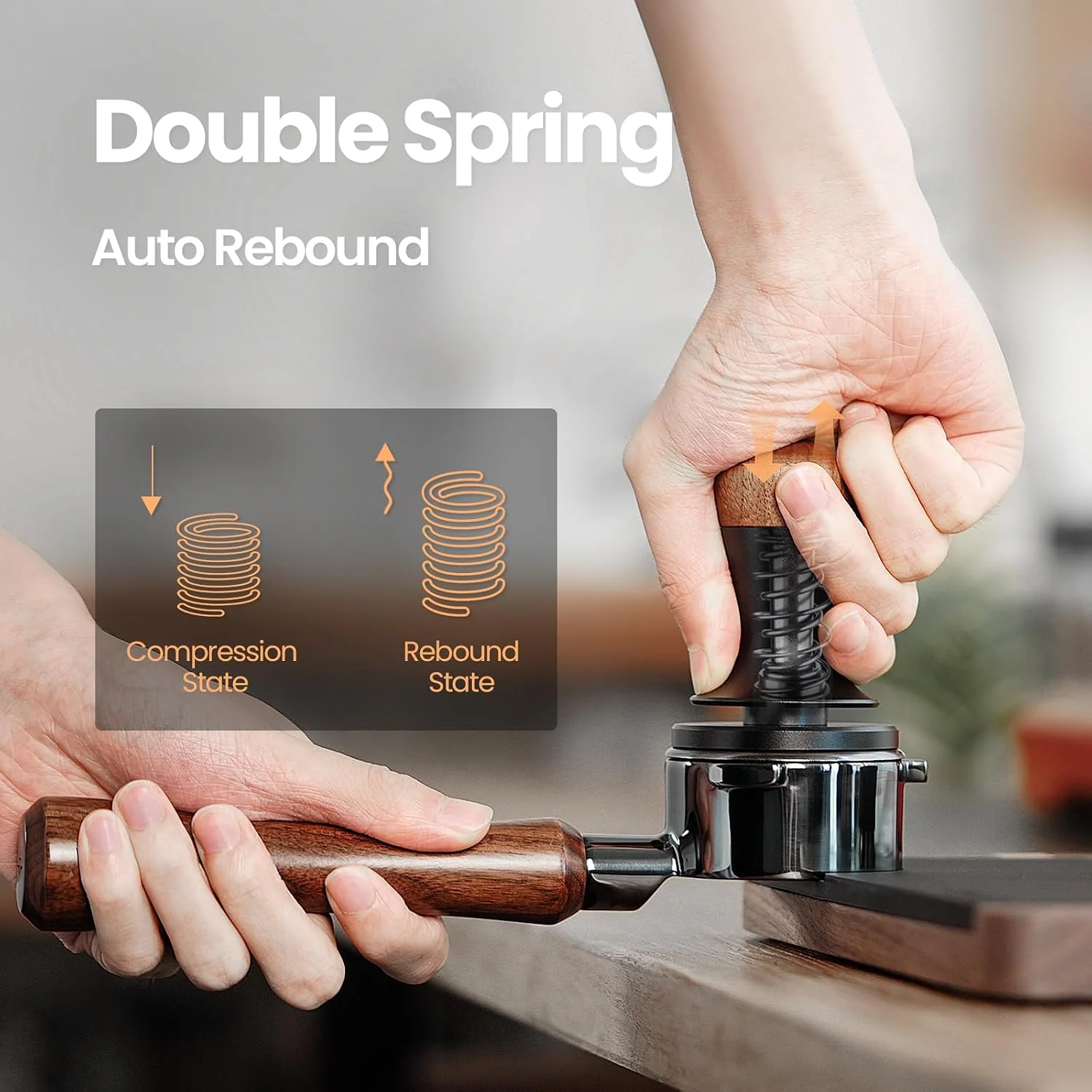 Responsible MHW-3BOMBER 54mm Espresso Tamper Double Spring Loaded Tamper Self Leveling without Tilting 53mm Coffee Tamper with Wood Cover 53.35mm Ripple Base T7127 Organic
