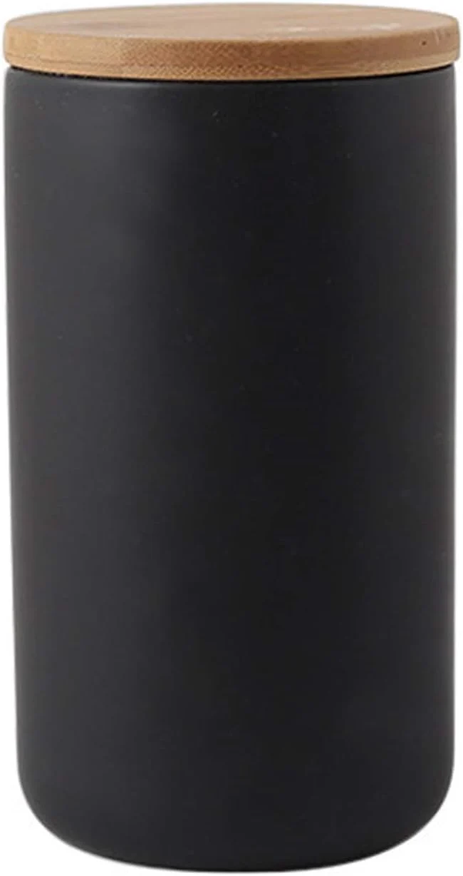 Versatile jessie Ceramic Storage Containers with Airtight Seal Bamboo Lids Kitchen Canisters for Tea Spice Seasoning Sugar Coffee black 1000ml 34 oz Superior