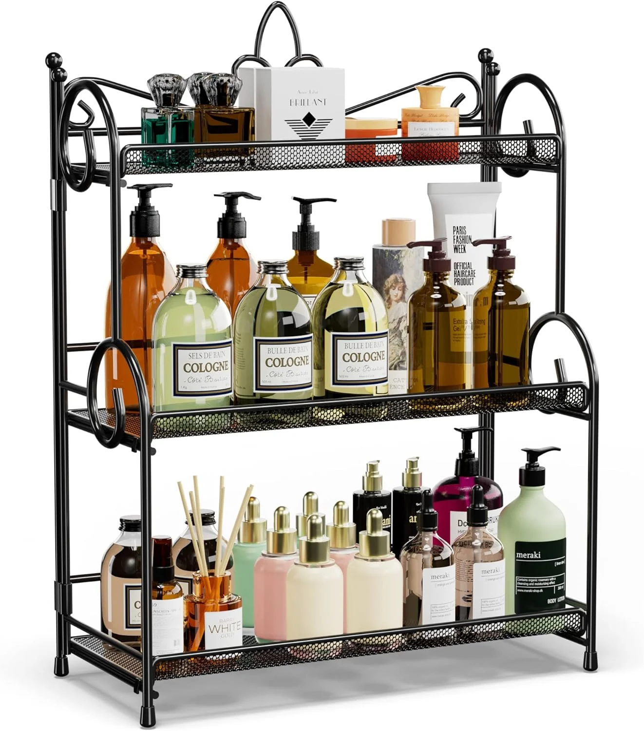 Outstanding Bathroom Organizer Countertop – 3 Tier Spice Rack Organizer Counter Organization and Storage for Bathroom Kitchen Bedroom Offices Foldable Convenient