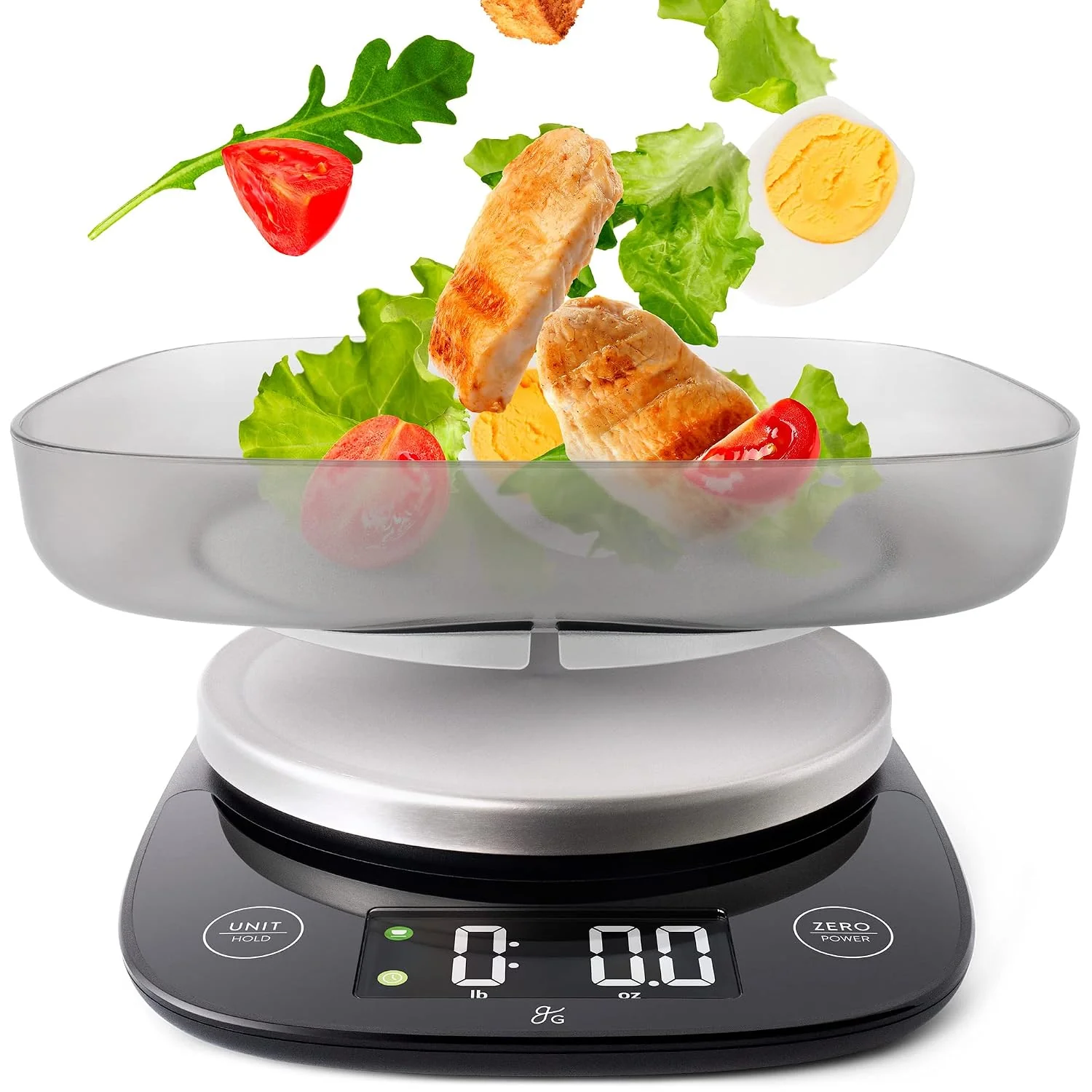 Trendy Greater Goods Digital Food Scale with Bowl 11lb to 5kg Capacity Grams and Ounces Tare Function 4 Units for Baking Meal Prep Weight Loss Stainless Steel Pure
