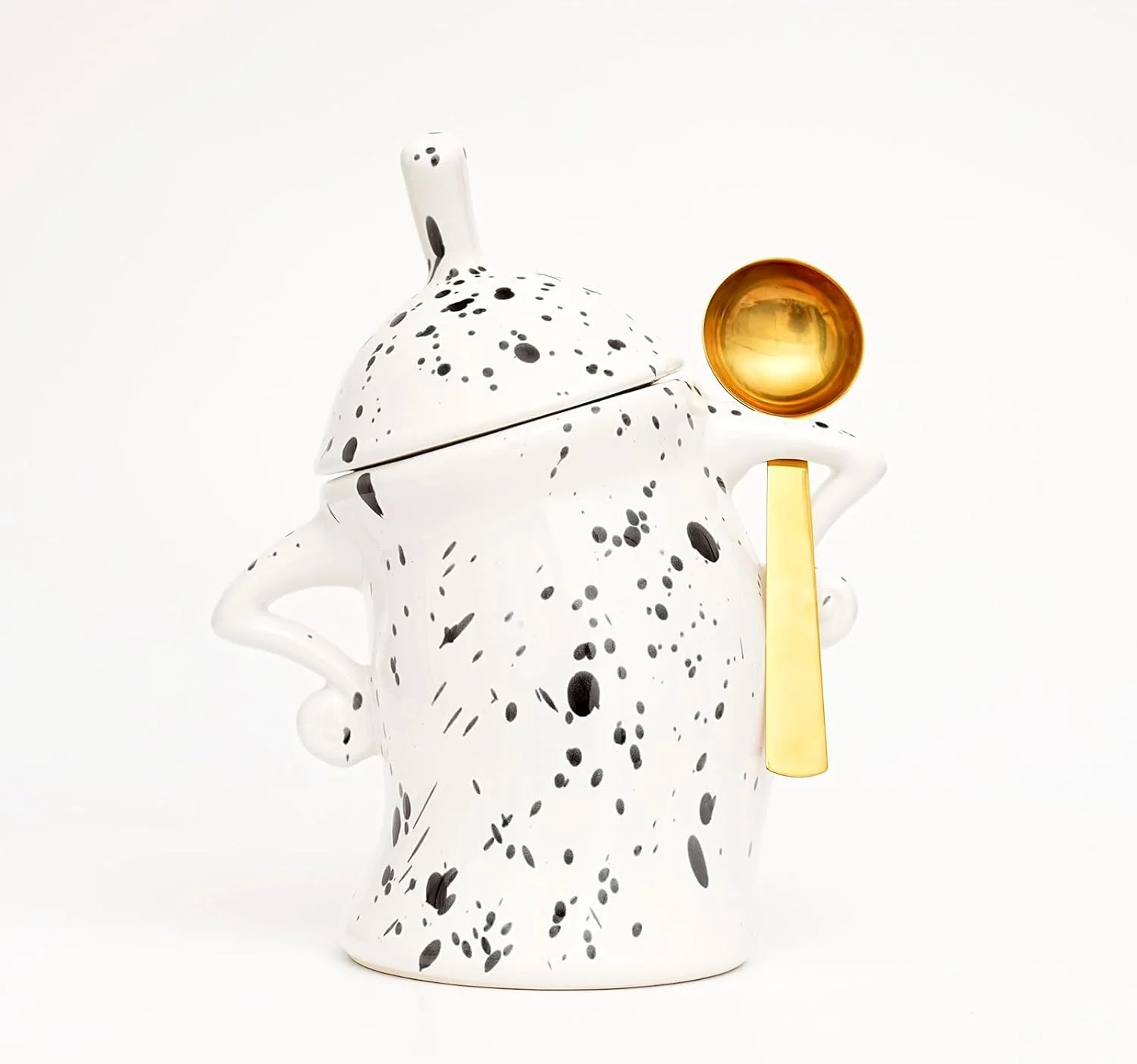 Trendy Canister With Attitude Large Capacity Cute Sassy Storage Canister Interesting food jars stylish airtight large ceramic lids coffee tea sugar and spice storage jars with spoons Black and white Secure