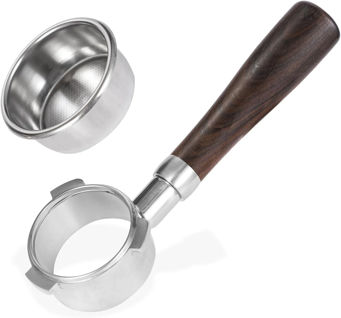 Effective 54mm Bottomless Portafilter with Double Shot Filter Basket Wood Handle for Breville Barista Express Impress Barista Touch Impress Barista Pro Elegant