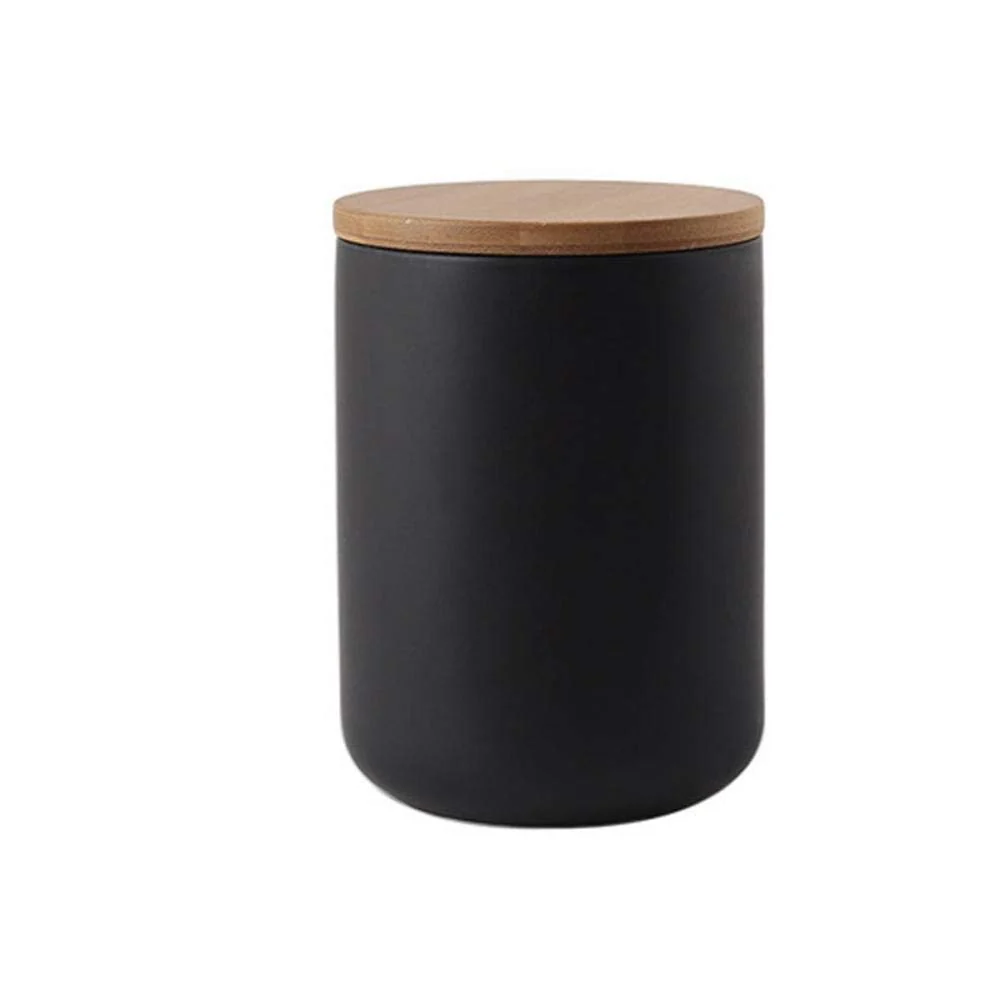 Reusable MilkyWay Ceramic Food Storage Jar Canister Modern Design Food Canisters with Airtight Seal Bamboo Lid Loose Tea Coffee Spice Nuts Snacks Seasonings Storage Jar Canister Caddy Black 24.63oz 700ml Modern design jar keeps food fresh with airtight seal p First-Class