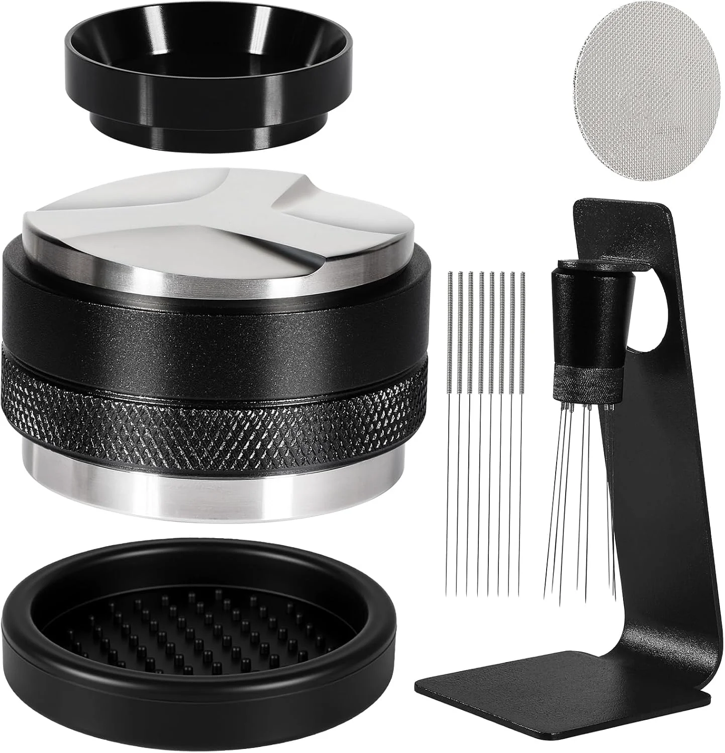 Reusable Espresso Accessories Kit 58mm Coffee Distributor and Tamper Leveler 316 Stainless WDT Tool with Magnetic Stand Prestigious