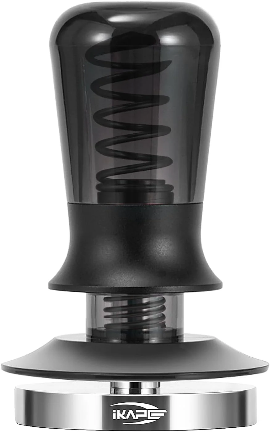 Trusted IKAPE 53mm Semi-Transparent Coffee Tamper for Espresso Spring Calibrated with Threaded Premium Stainless Steel Base Suitable for 54mm Breville Bottomless Portafilters New Upgrade Green