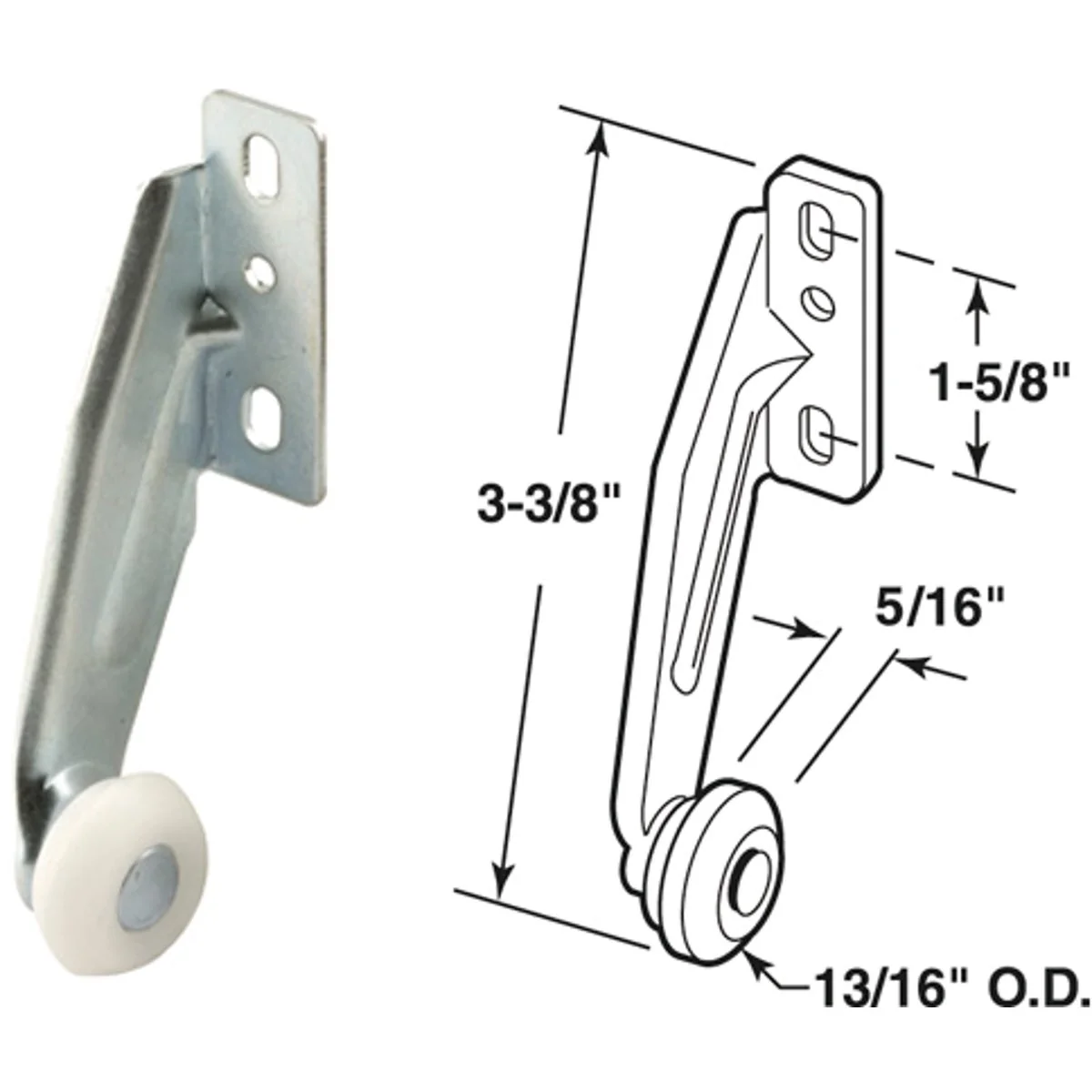 Crafted Prime-Line Steel White Nylon 3-21 64 Right Hand Rear Drawer Roller 2 Count Durable