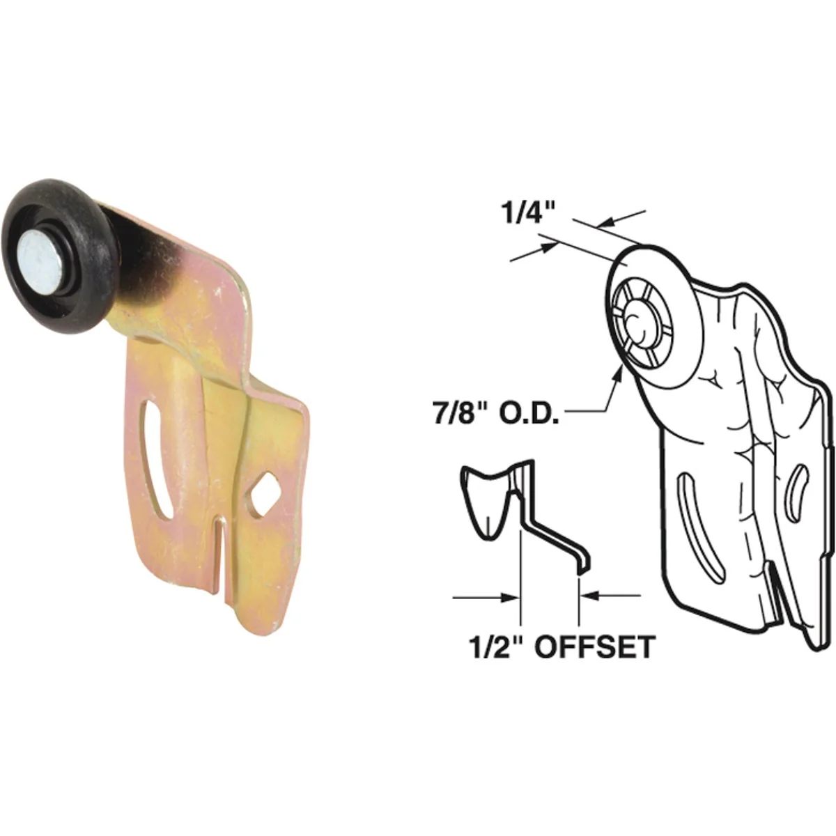 Casual Prime-Line 1 2 In. Offset Adjustable 2-1 4 In. H. Single Wheel Back Bypass Door Roller 2-Count High-Grade