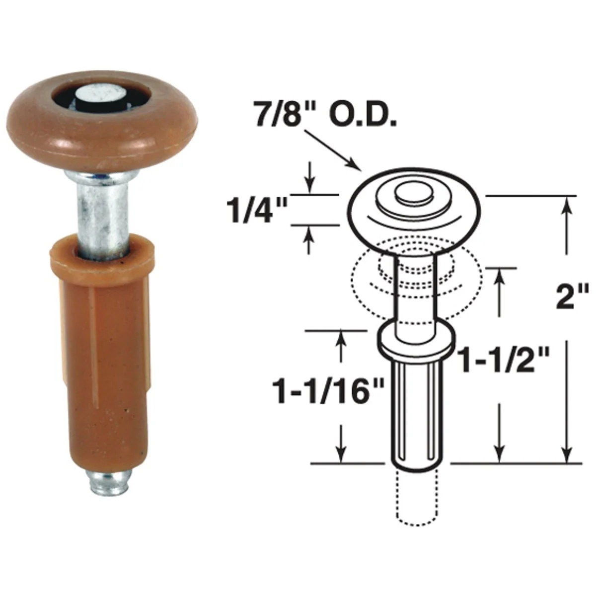 Enhanced Prime-Line Steel Shaft Bifold Door Top Roller Guide 2 Count Long-Lasting