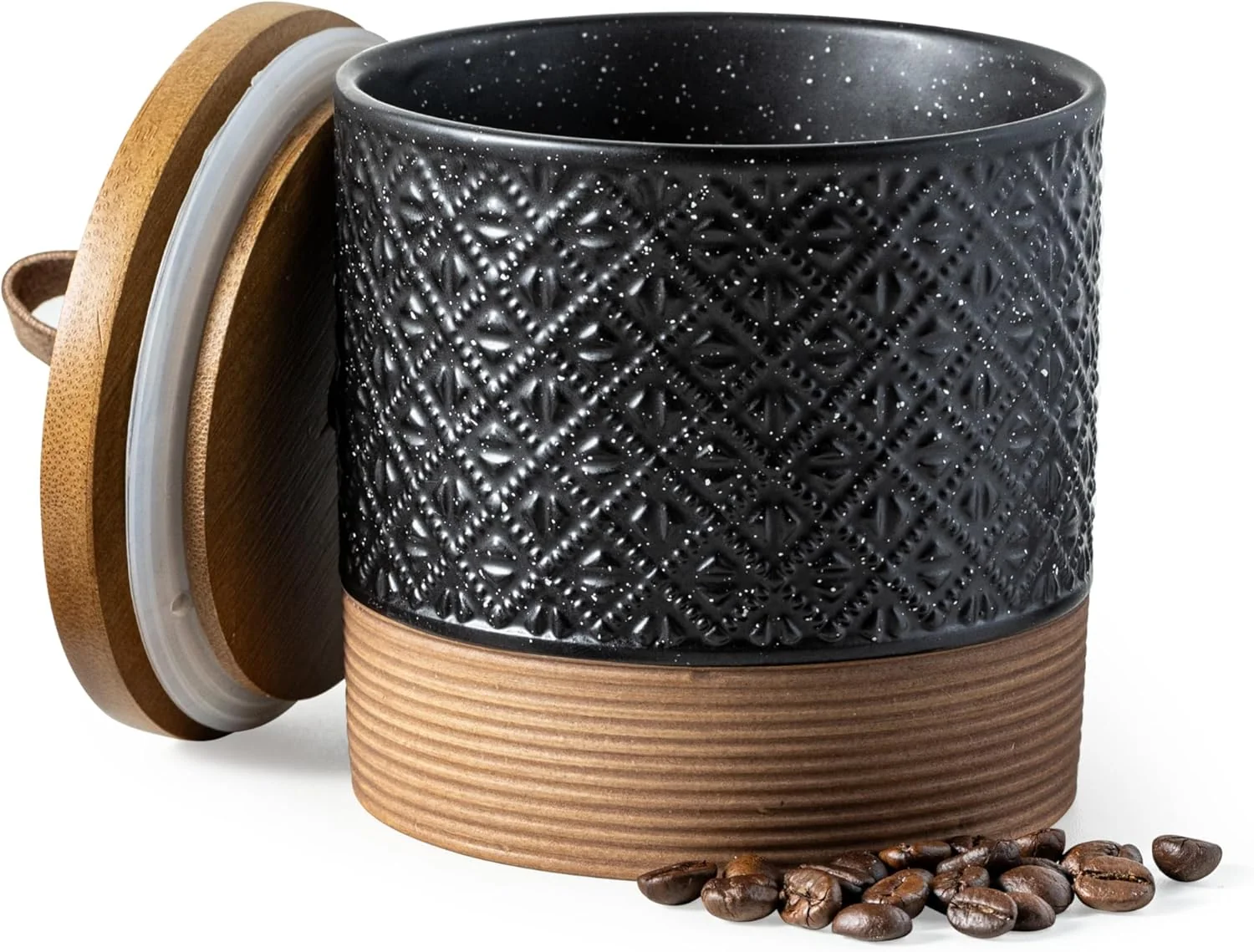 Elite Ceramic Jars with Lid Small Coffee Canister with Lid Kitchen Food Storage Jars for Sugar Loose Leaf Tea Candy Decorative Jar for Countertop Outstanding