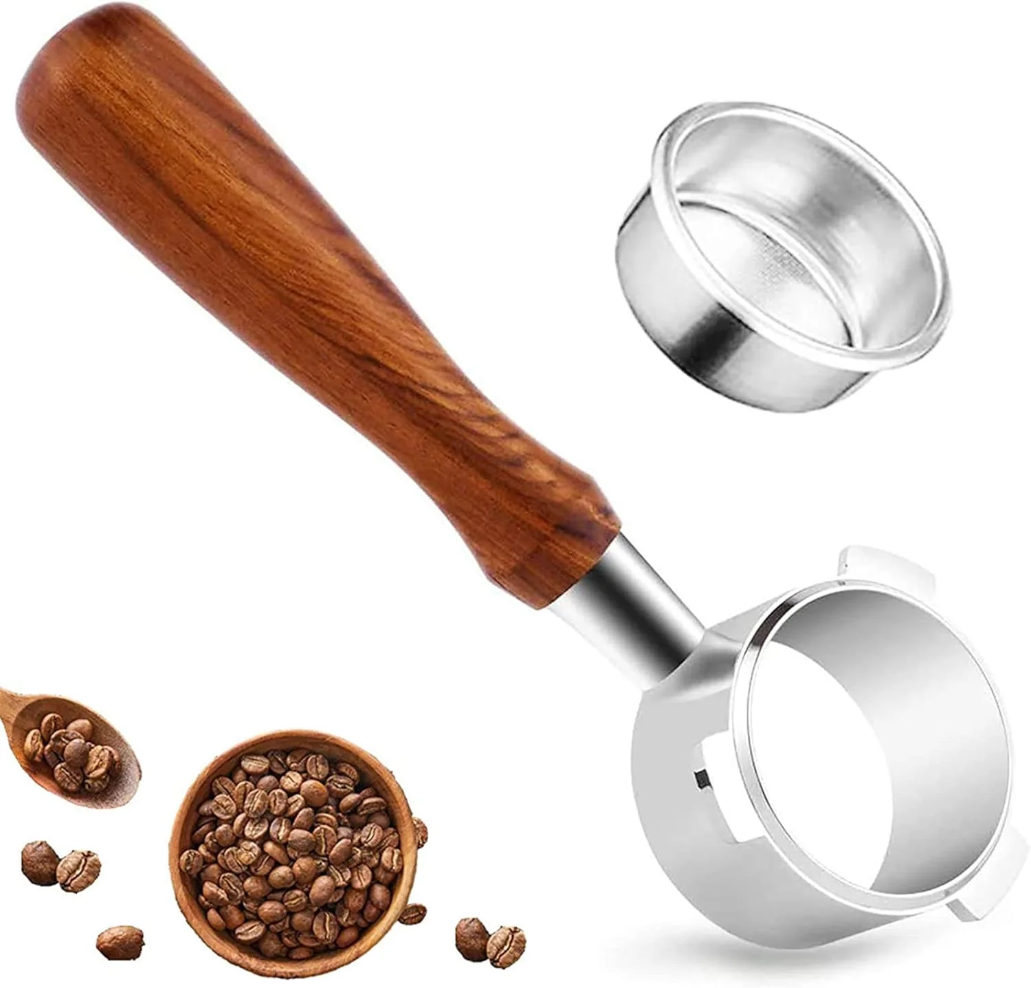 High-Grade 54mm Coffee Bottomless Portafilter Compatible with Breville Barista Bes 870 878 880 Parts Bottomless Portafilter（brown）. Genuine