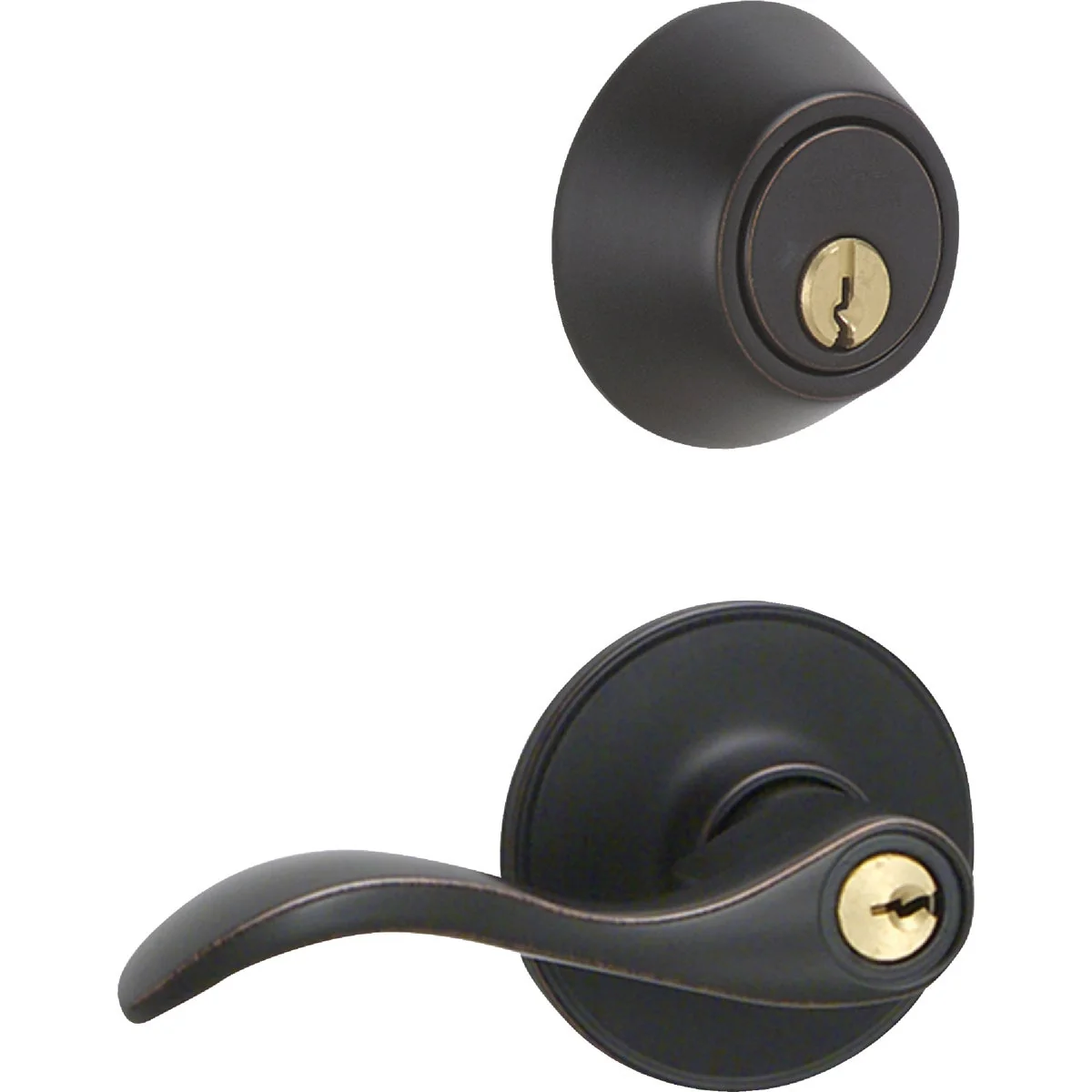 Premium Material Dexter Seville Aged Bronze Deadbolt and Lever Combo Responsible