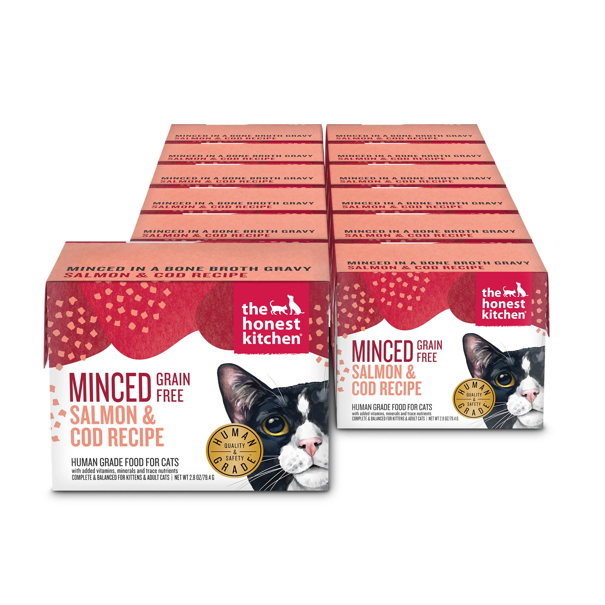 Organic The Honest Kitchen Minced Wet Cat Food Salmon Cod in Fish Broth Gravy Responsible