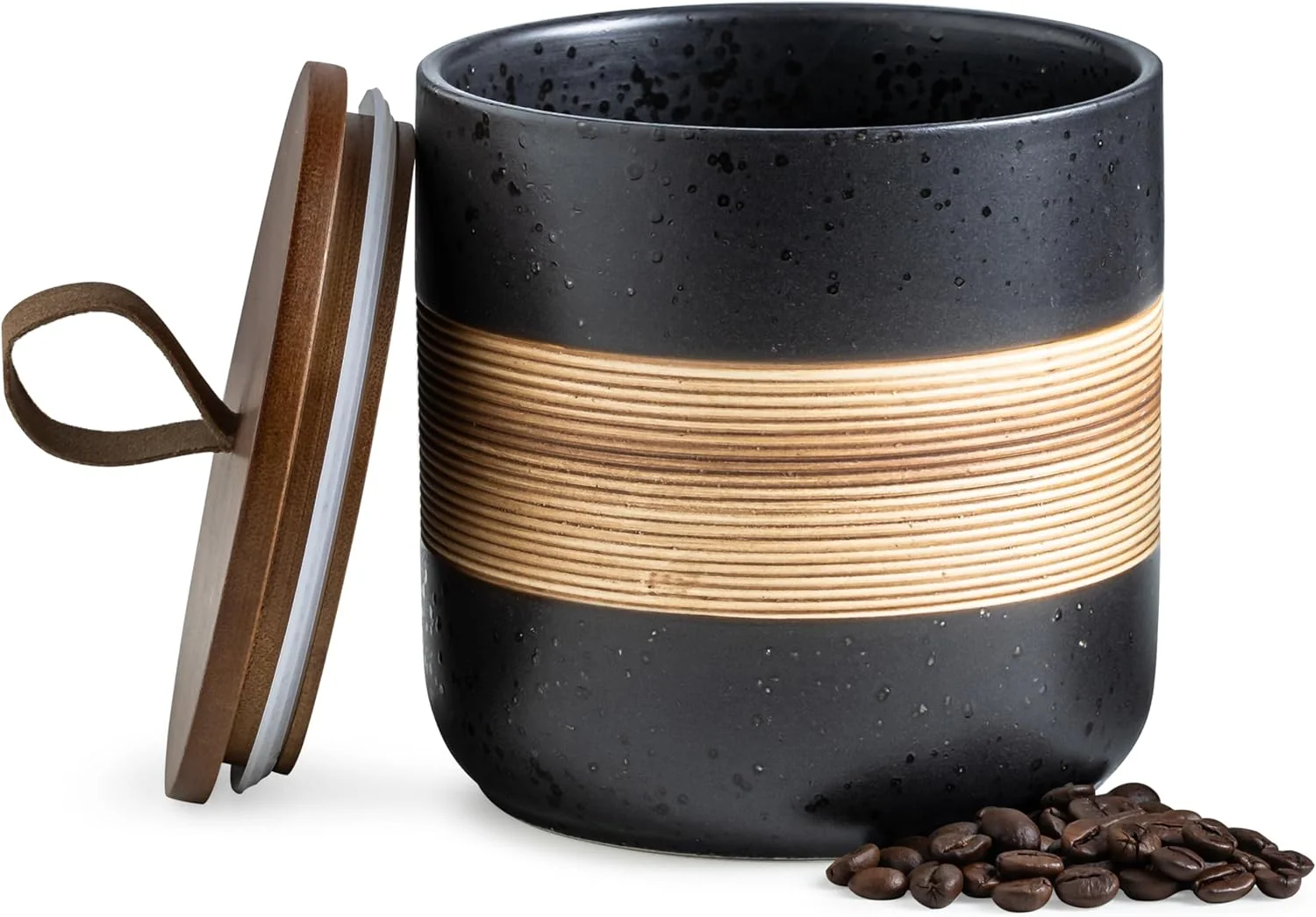 Relaxed Spice Jars with Lid Coffee Container Kitchen Food Storage Jars for Spice Sugar Tea Bag Stackable Decorative Jars for Countertop Black 37 fl.oz Responsible