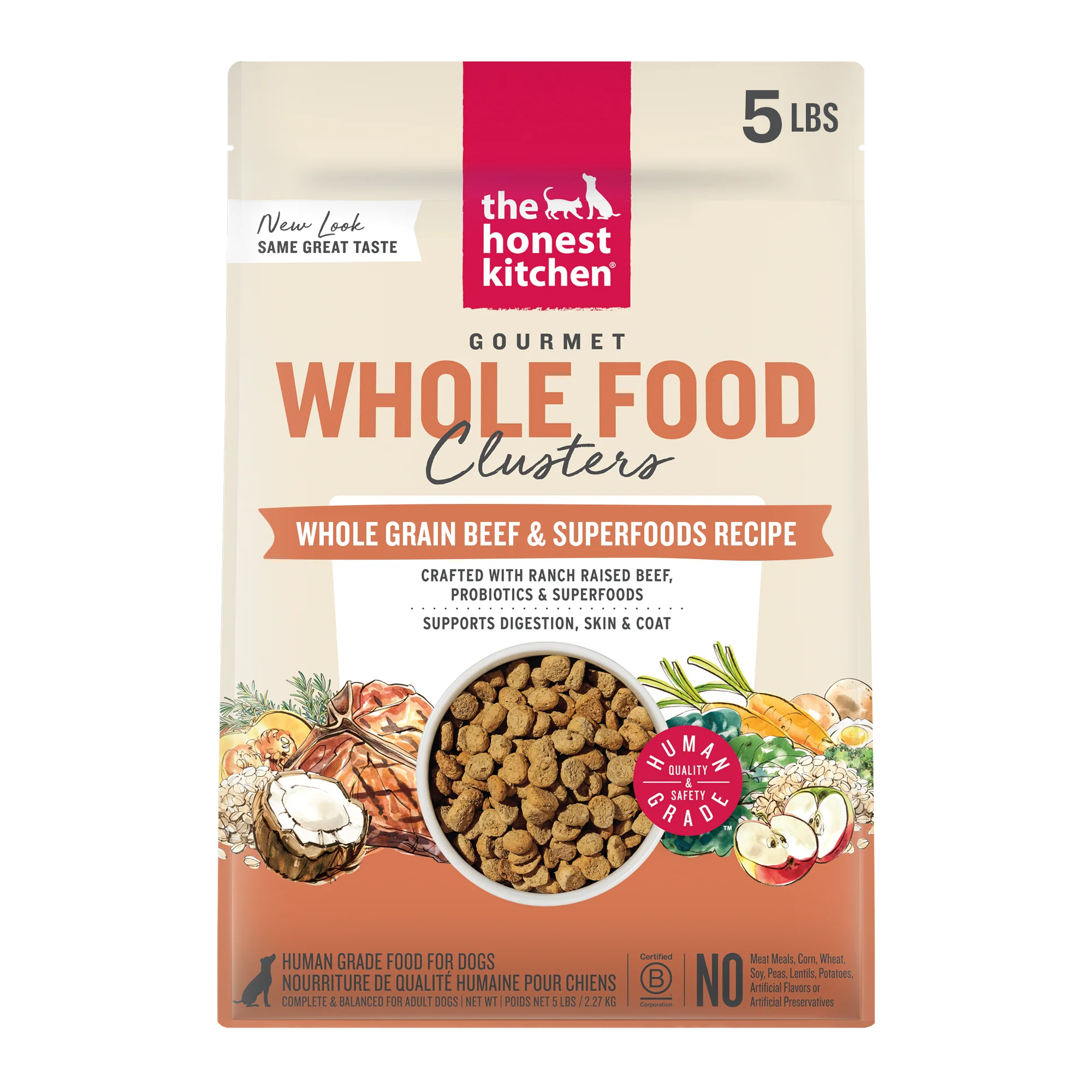 Secure The Honest Kitchen Dry Dog Food Whole Grain Beef Oat Whole Food Clusters High-End